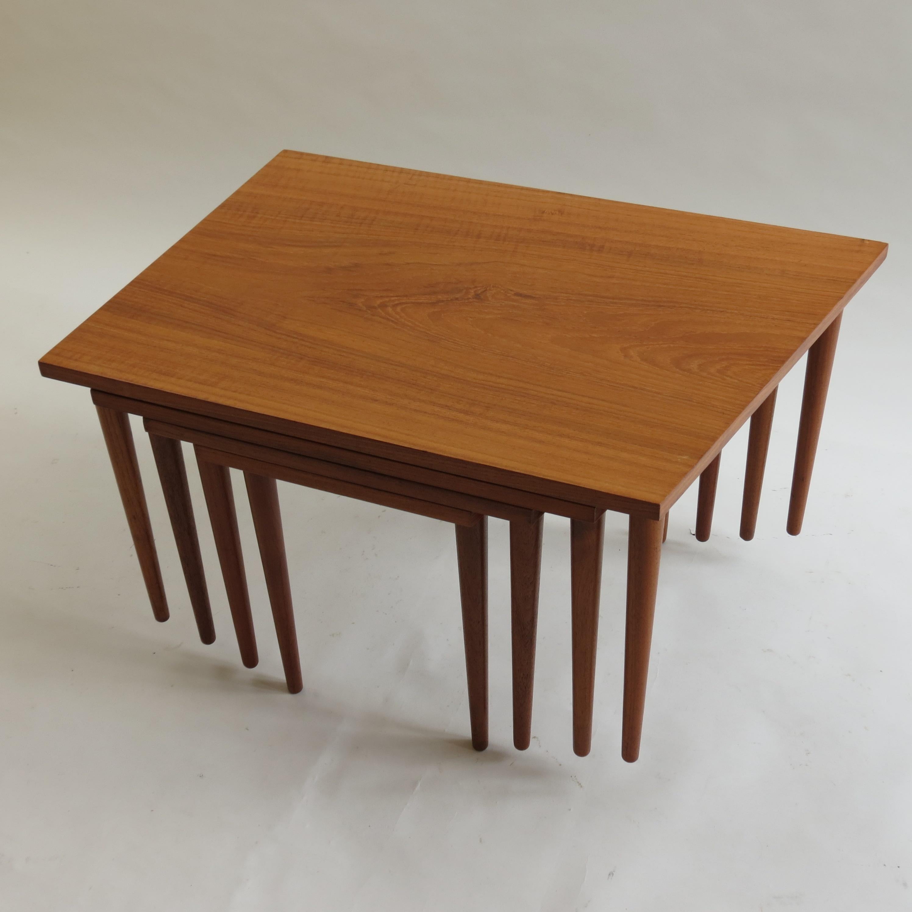 Scandinavian Long Teak Coffee Table Nest of Tables, 1960s 6