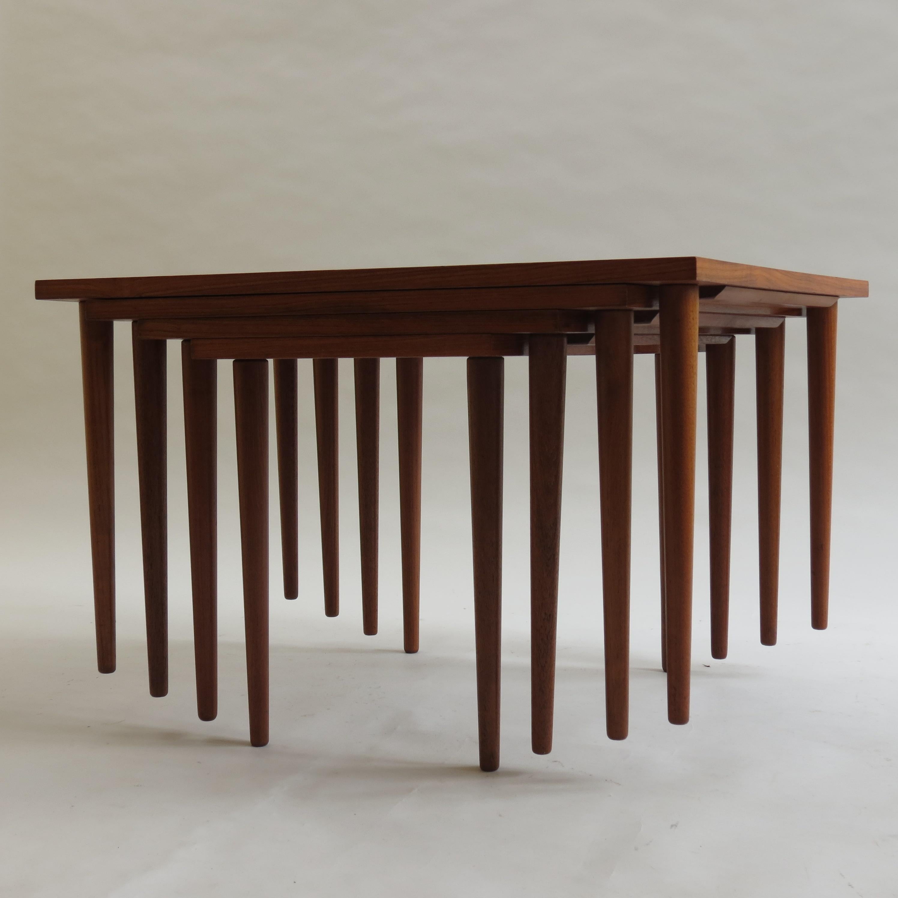 Scandinavian Long Teak Coffee Table Nest of Tables, 1960s 7