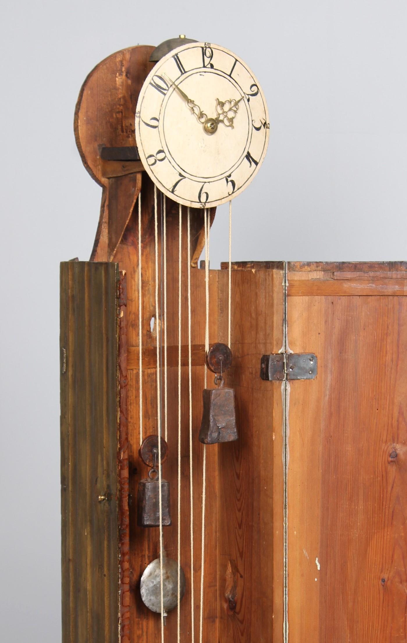 Wood Scandinavian Longcase Clock, Sweden, 18th Century For Sale