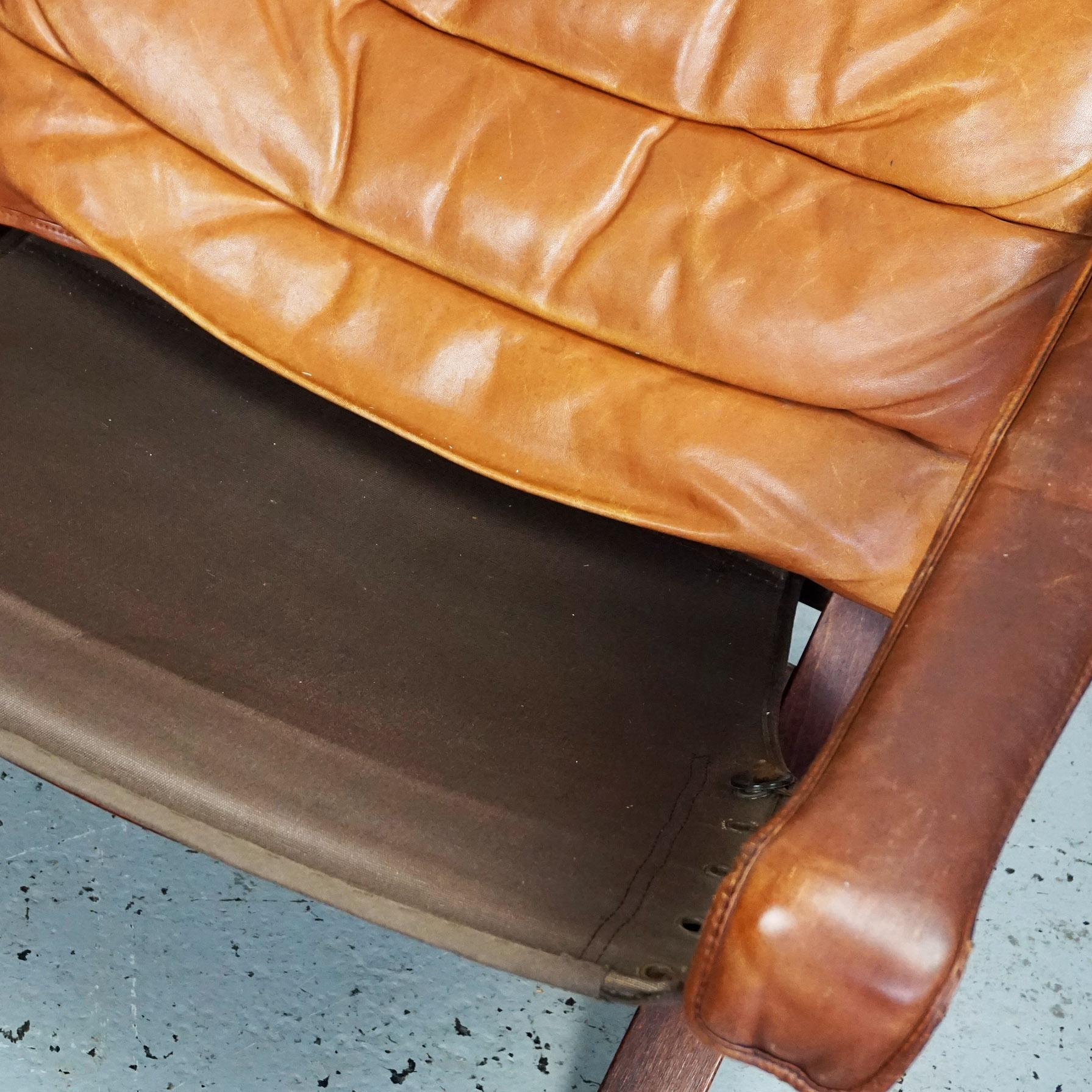 Plywood Scandinavian Lounge Chair Flex with Cognac Leather by I. Relling for Westnofa