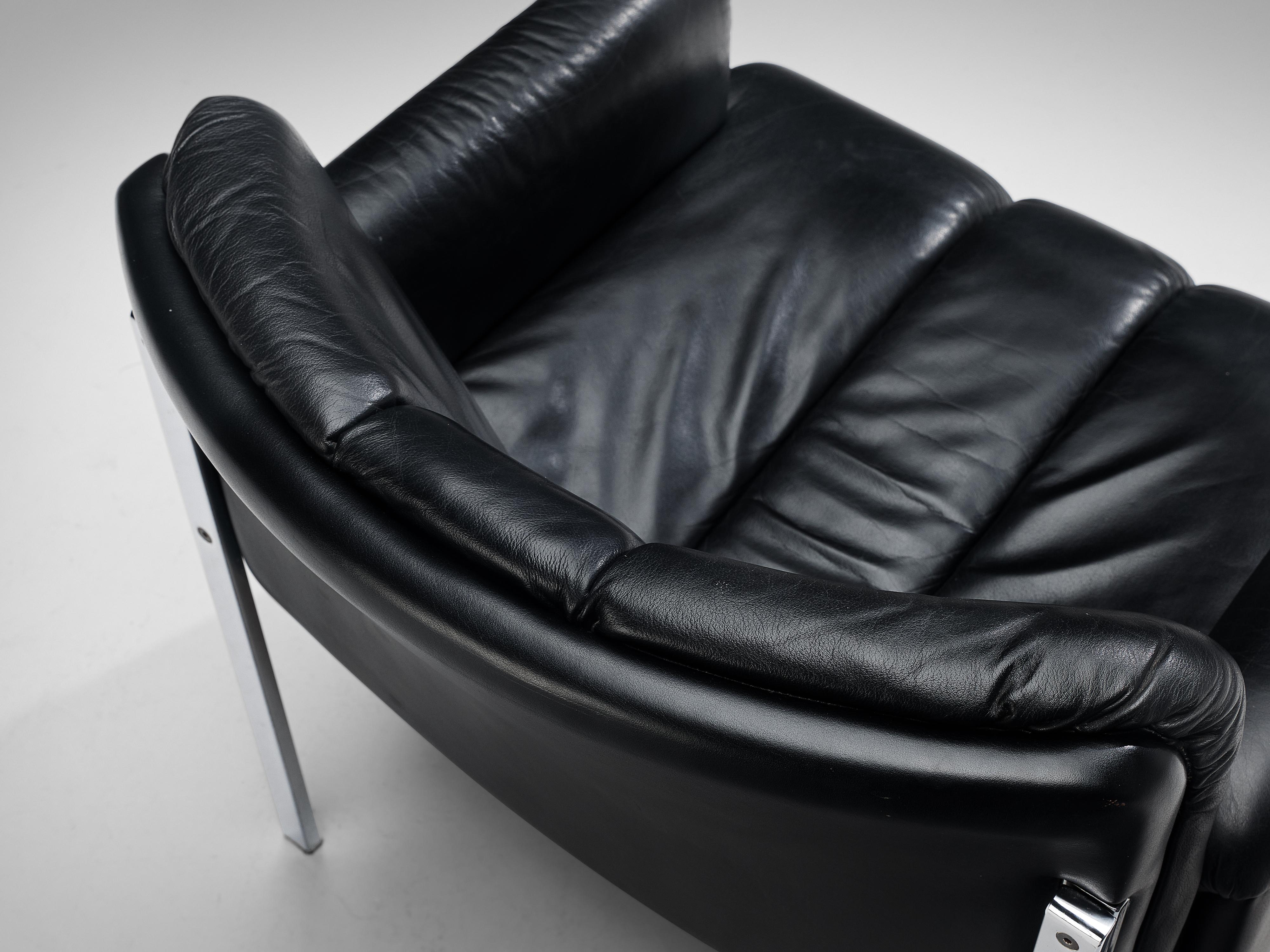 Late 20th Century Hans Eichenberger for Girsberger ‘Eurochair’ in Black Leather For Sale