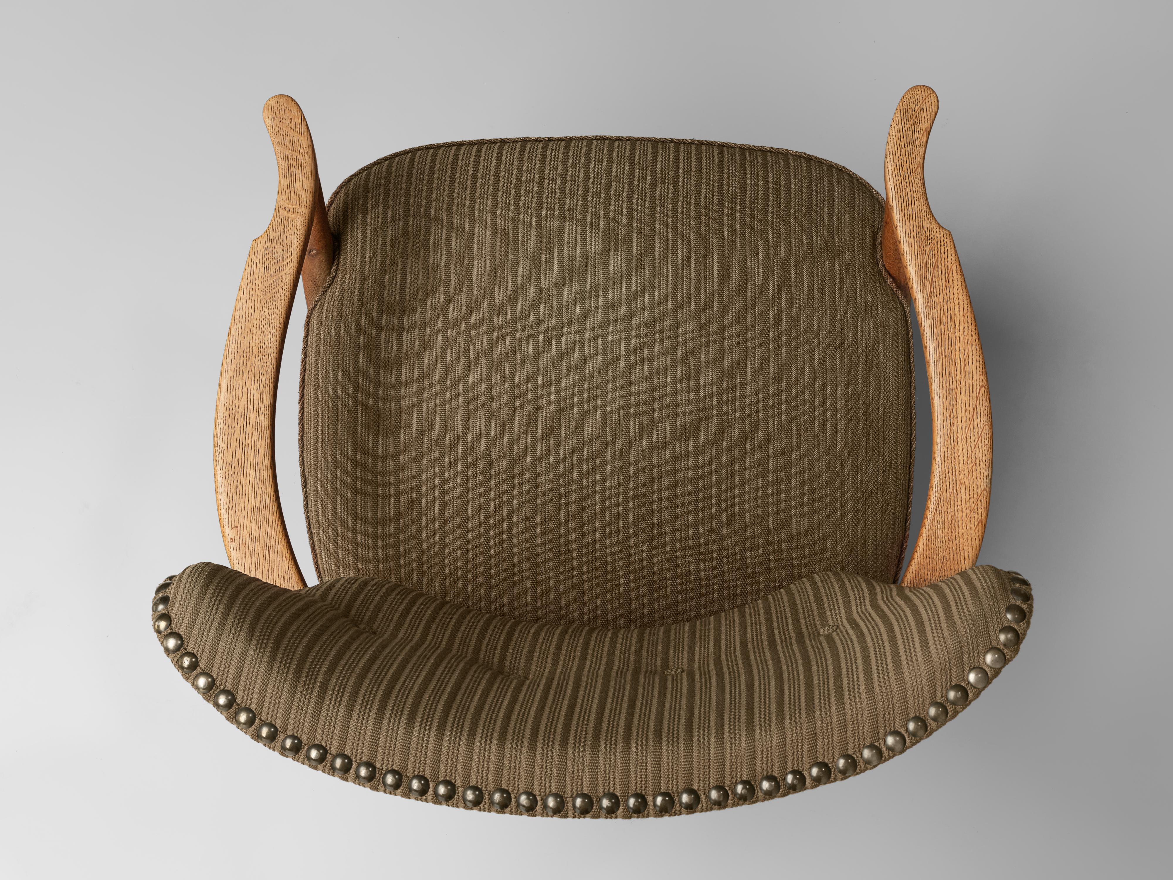Scandinavian Lounge Chair in Oak and Brown Upholstery 3