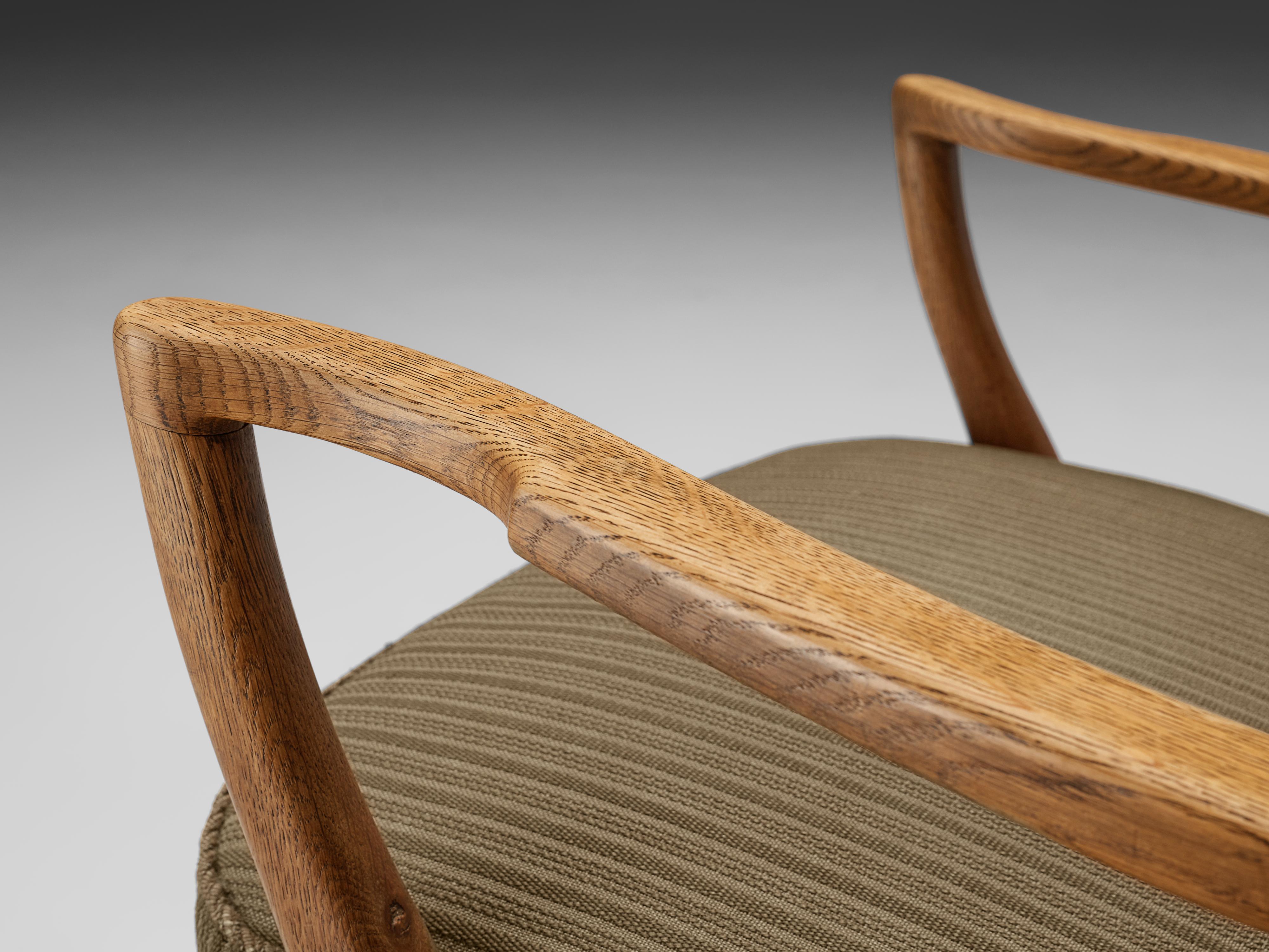 Scandinavian Lounge Chair in Oak and Brown Upholstery 2