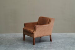 Scandinavian Lounge Chair in Patinated Cognac Leather 1970s