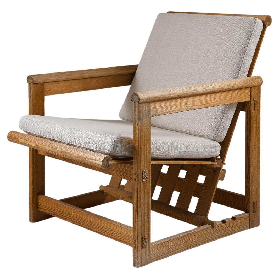Scandinavian Lounge Chair in Pine, Model "Trybo" by Edvin Helseth, 1960s