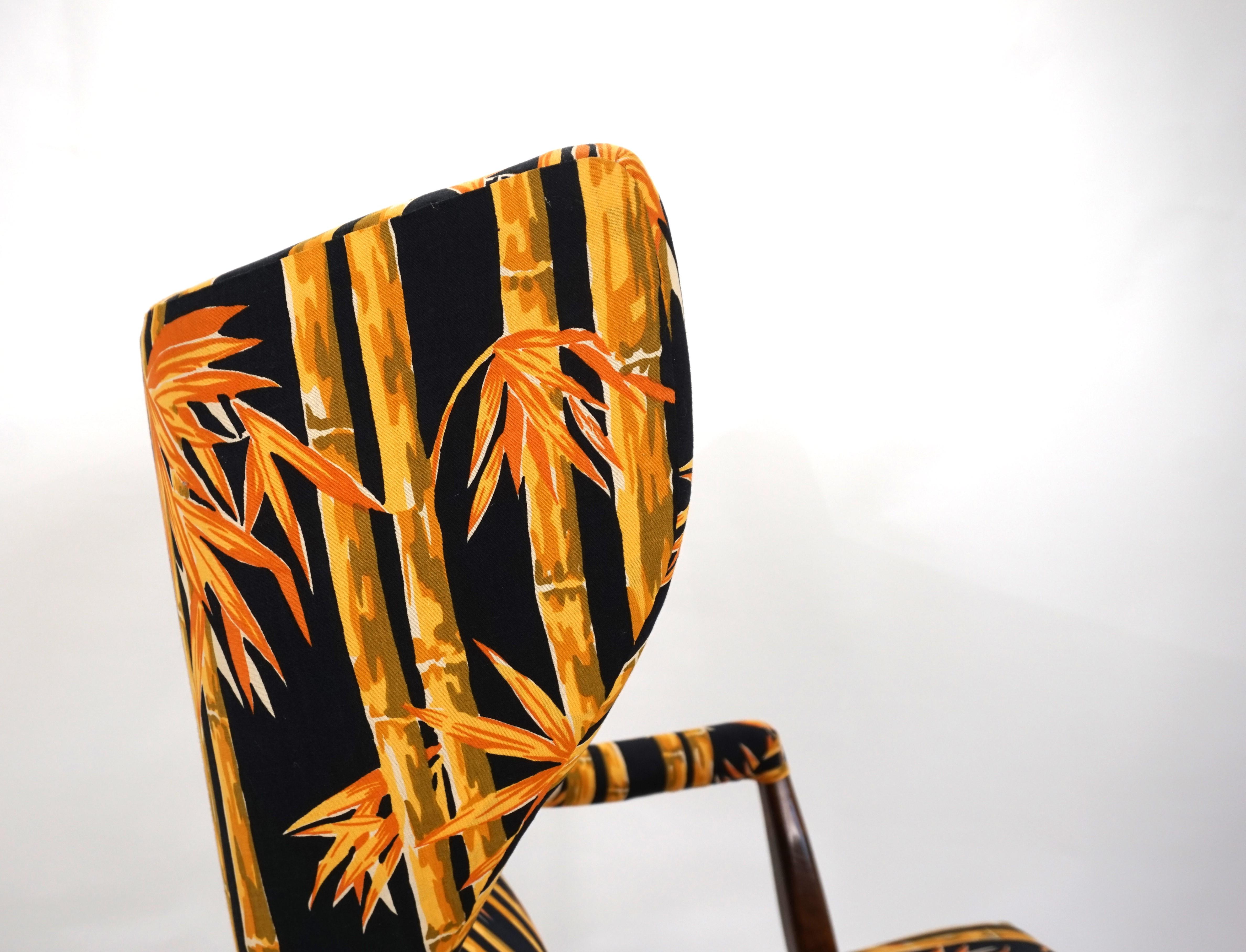 Fabric Scandinavian lounge chair Wingchair, 1960 For Sale
