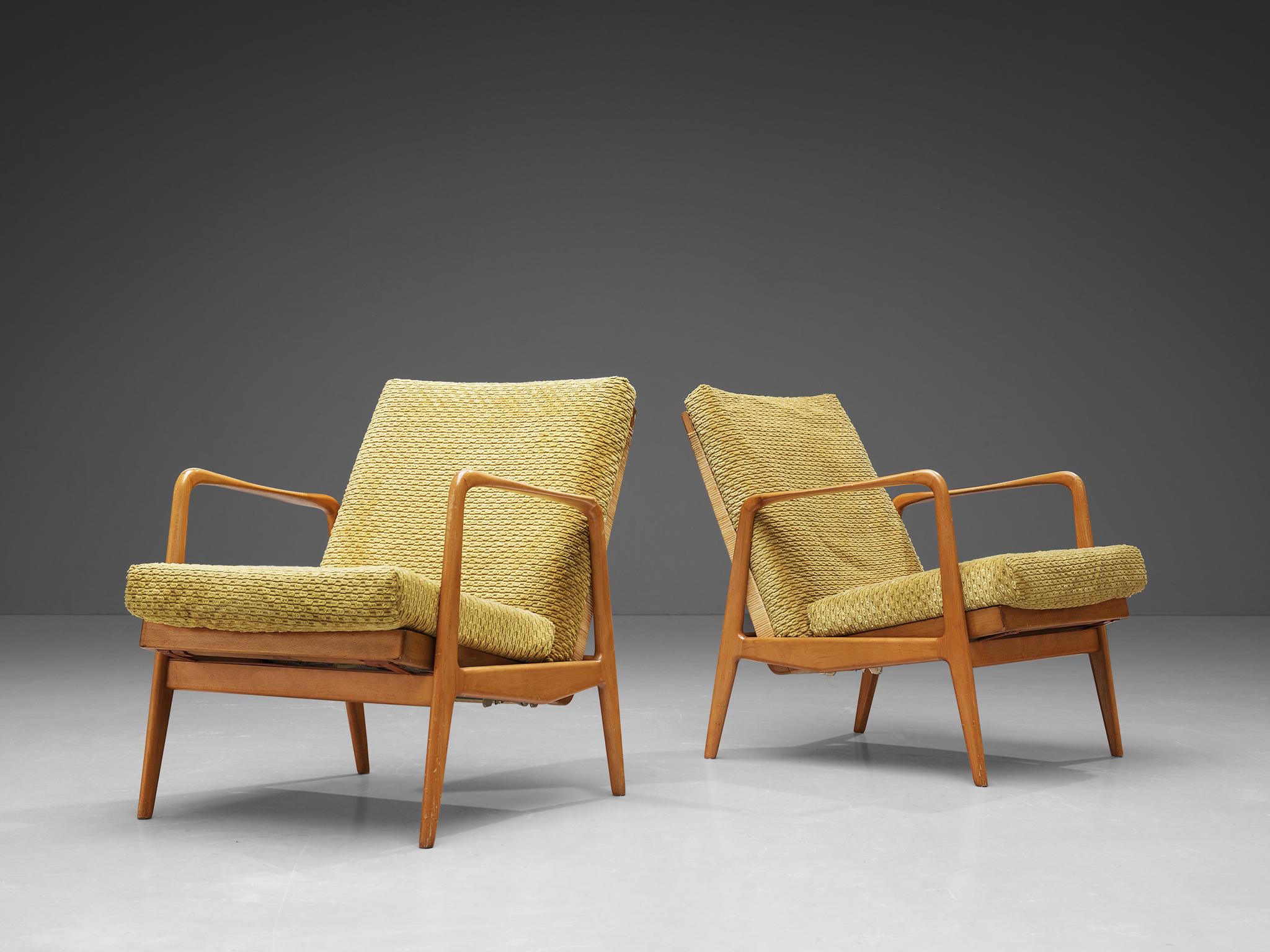 Scandinavian Lounge Chairs in Wood and Cane 2