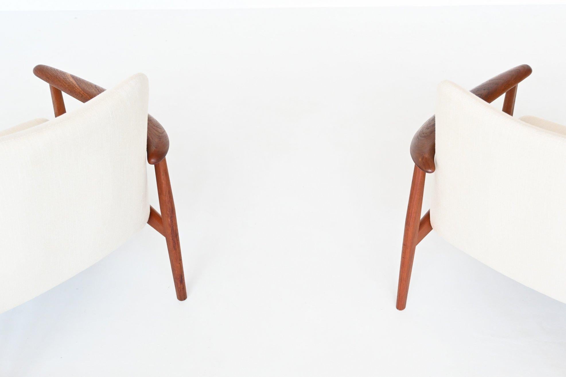 Scandinavian Lounge Chairs Teak and Linen Denmark 1960 8