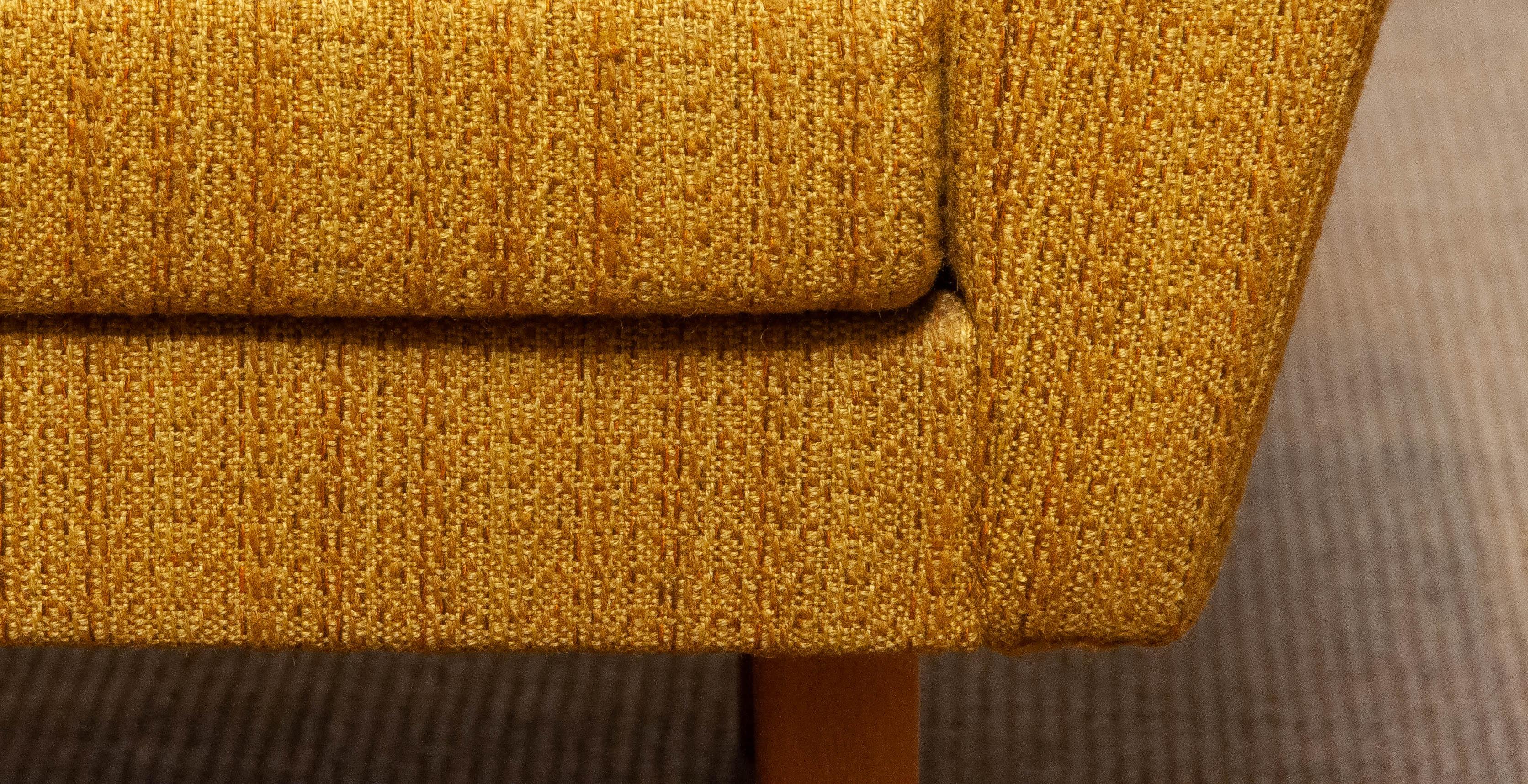 Scandinavian Lounge Chairs with Ochre Fabric And Teak Paws, Denmark 1950s 4