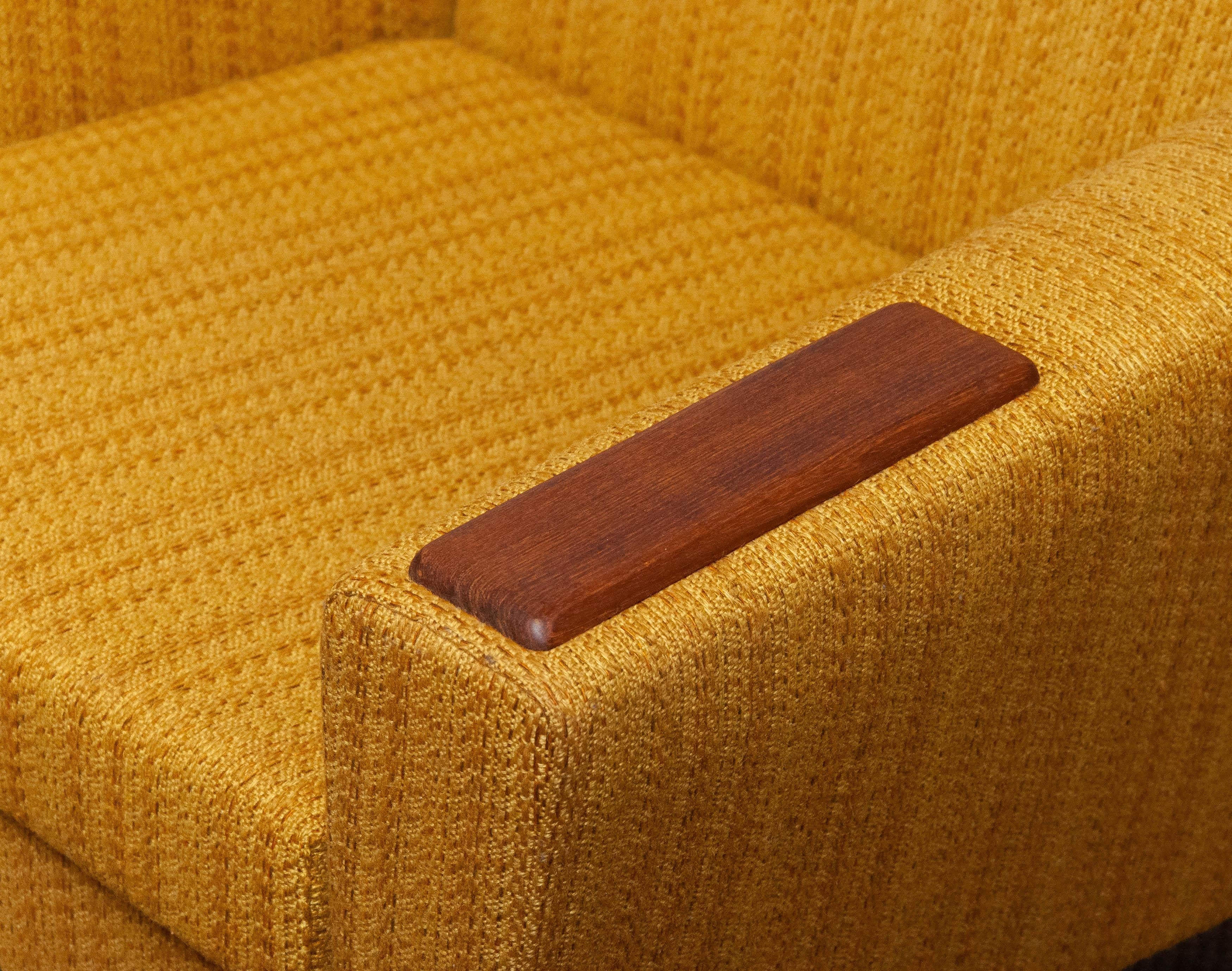 Scandinavian Lounge Chairs with Ochre Fabric And Teak Paws, Denmark 1950s 5