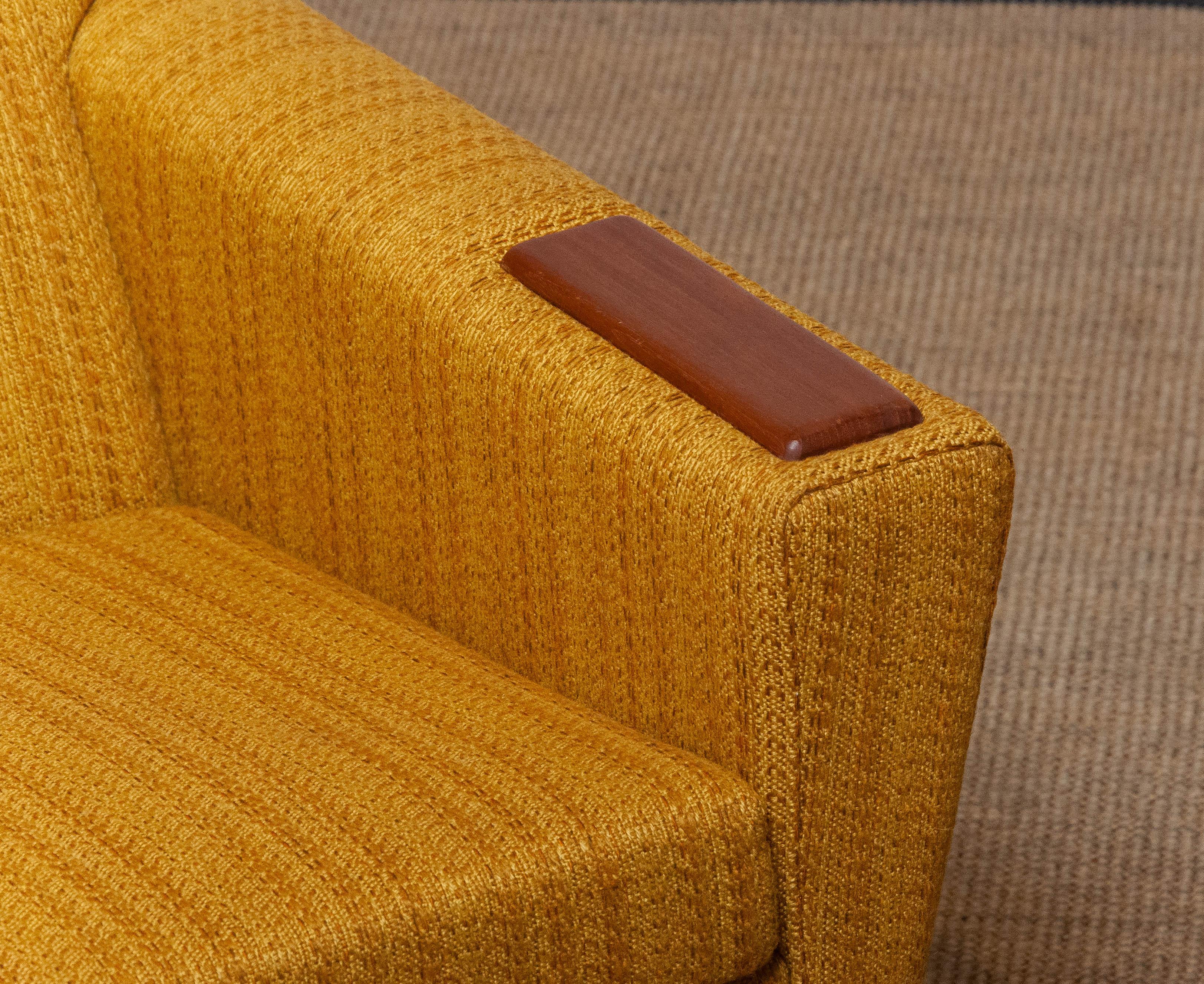 Scandinavian Lounge Chairs with Ochre Fabric And Teak Paws, Denmark 1950s 7