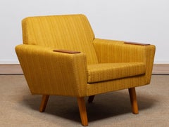 Scandinavian Lounge Chairs with Ochre Fabric And Teak Paws, Denmark 1950s