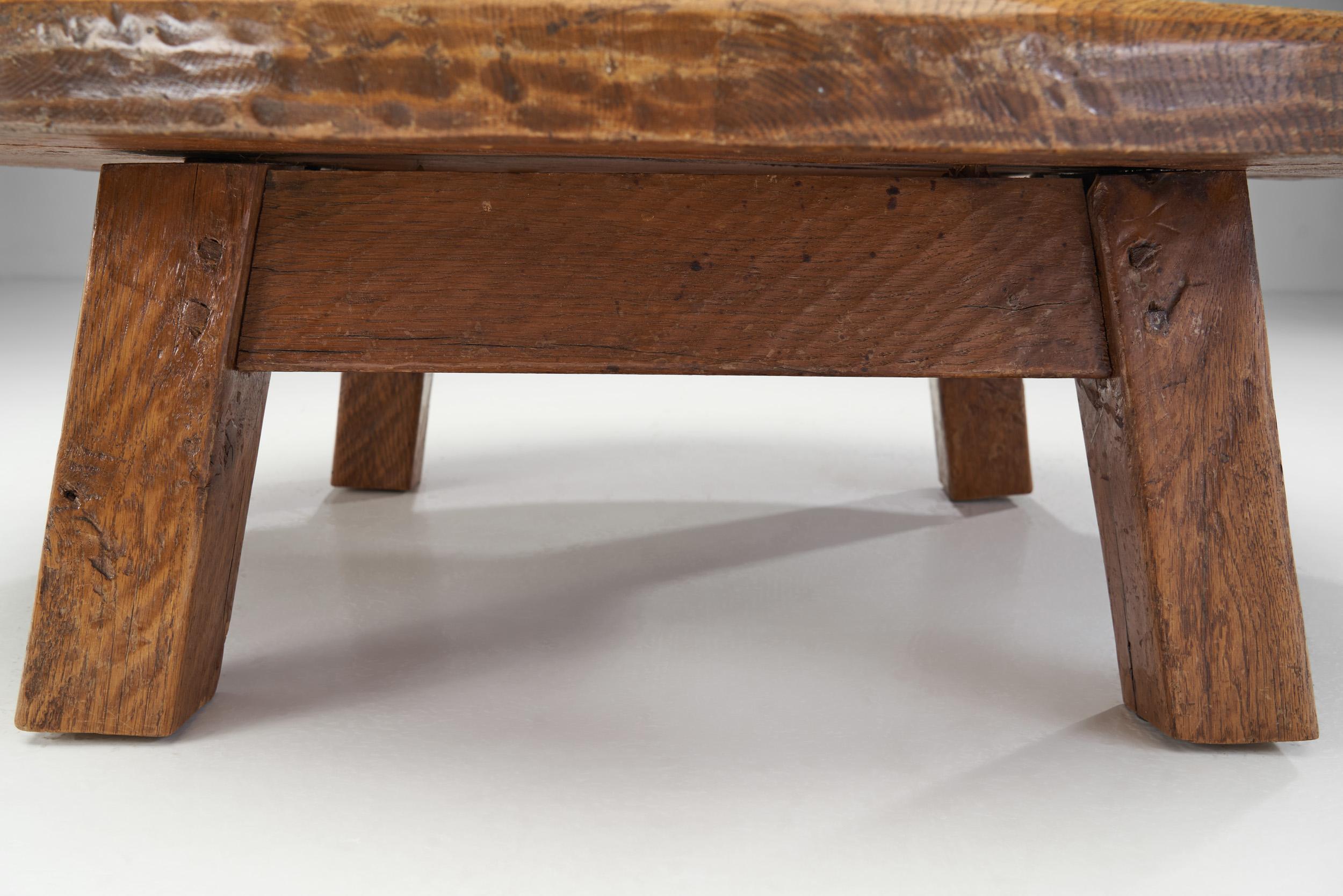 French Low Oak Coffee Table, France, ca 1950s 8