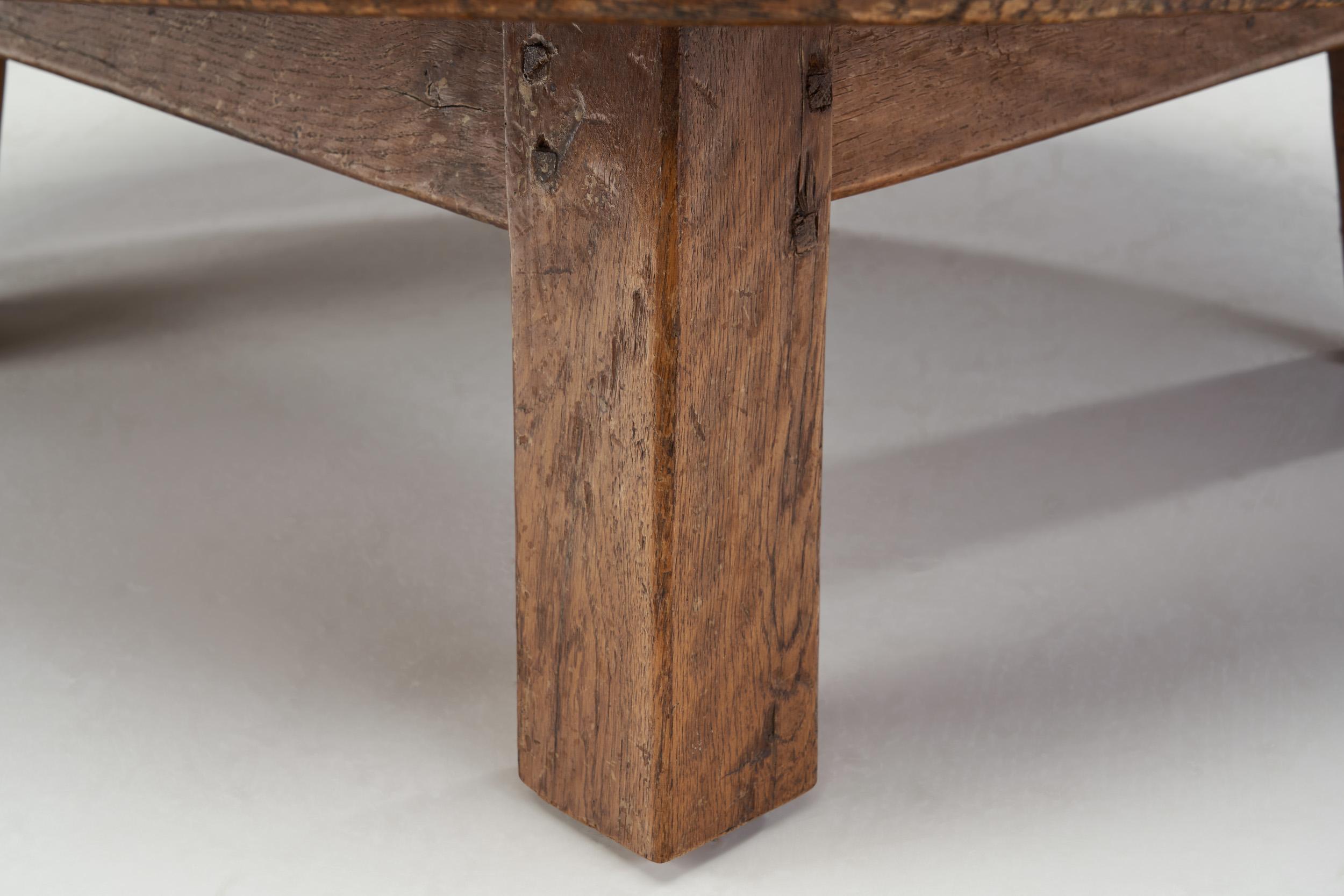 French Low Oak Coffee Table, France, ca 1950s 9