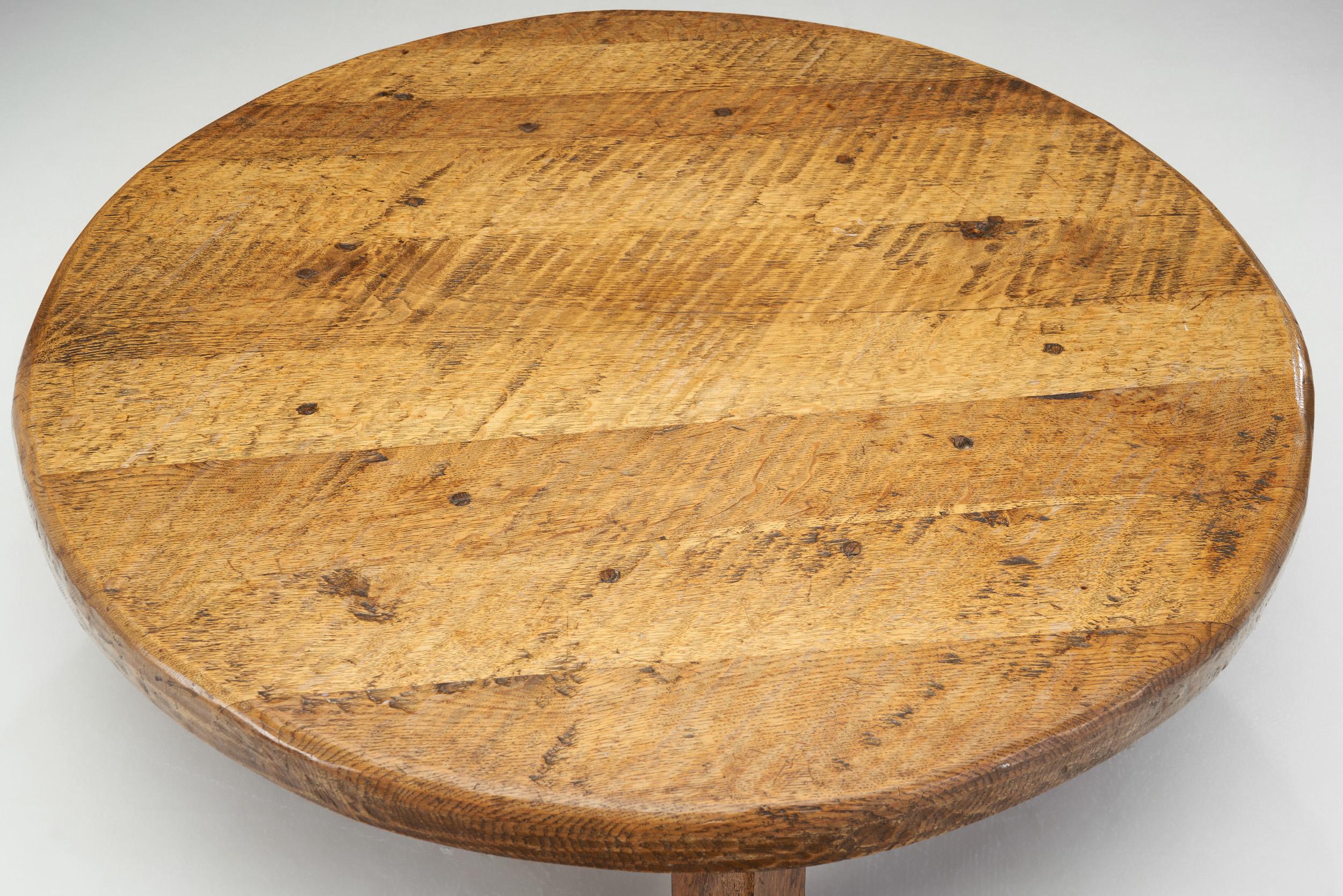 20th Century French Low Oak Coffee Table, France, ca 1950s