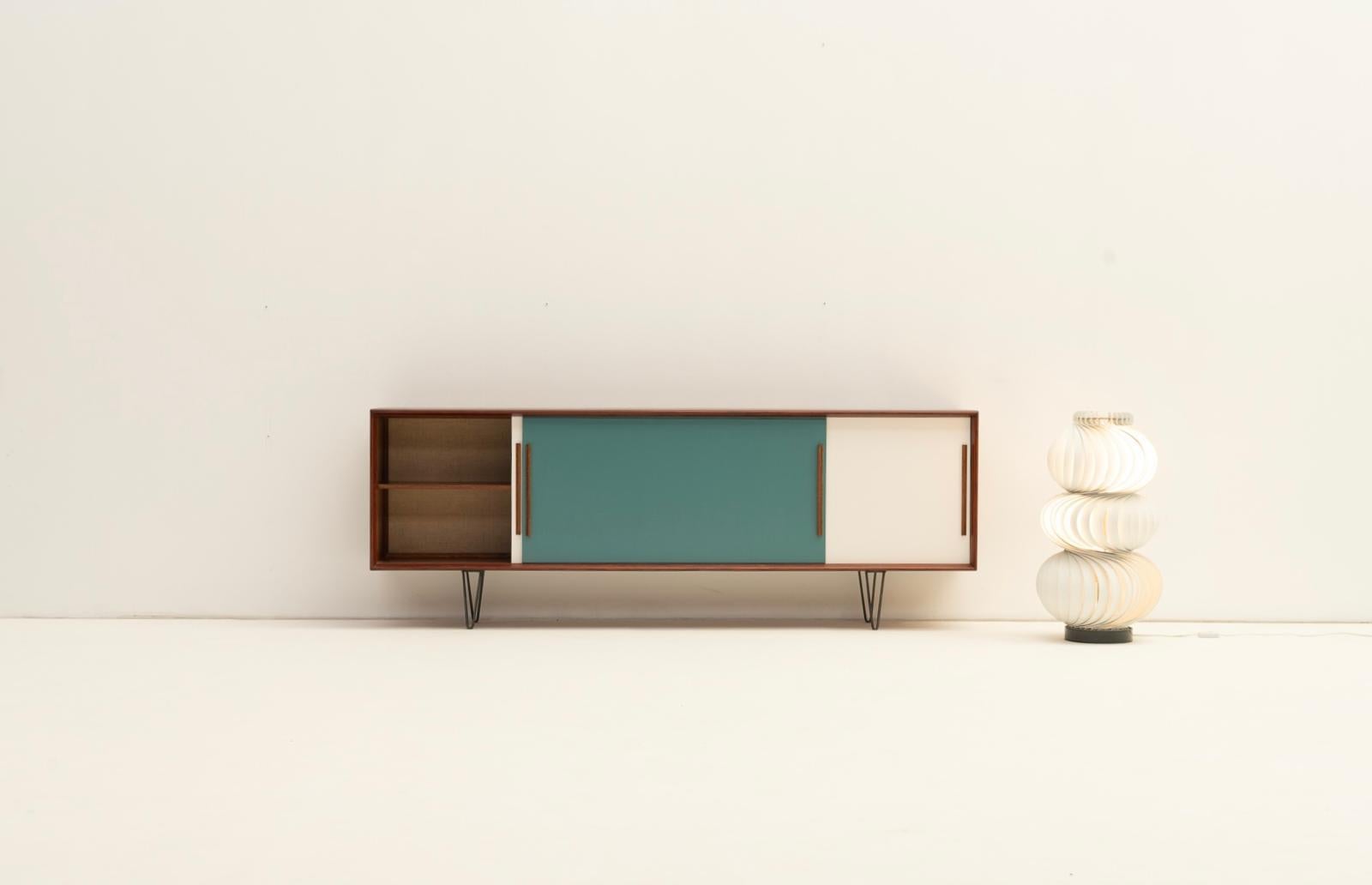 Scandinavian low sideboard 3 doors For Sale 1