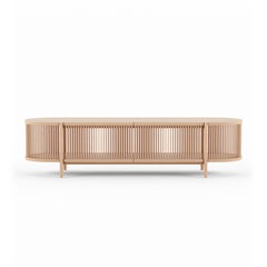 Credenza bassa scandinava 'Bastone', versione con ante, Oak Oak naturale