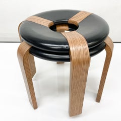 Magnus Olesen Stackable Pair (2) Bentwood Donut Stools 1960s Thygesen & Sorensen