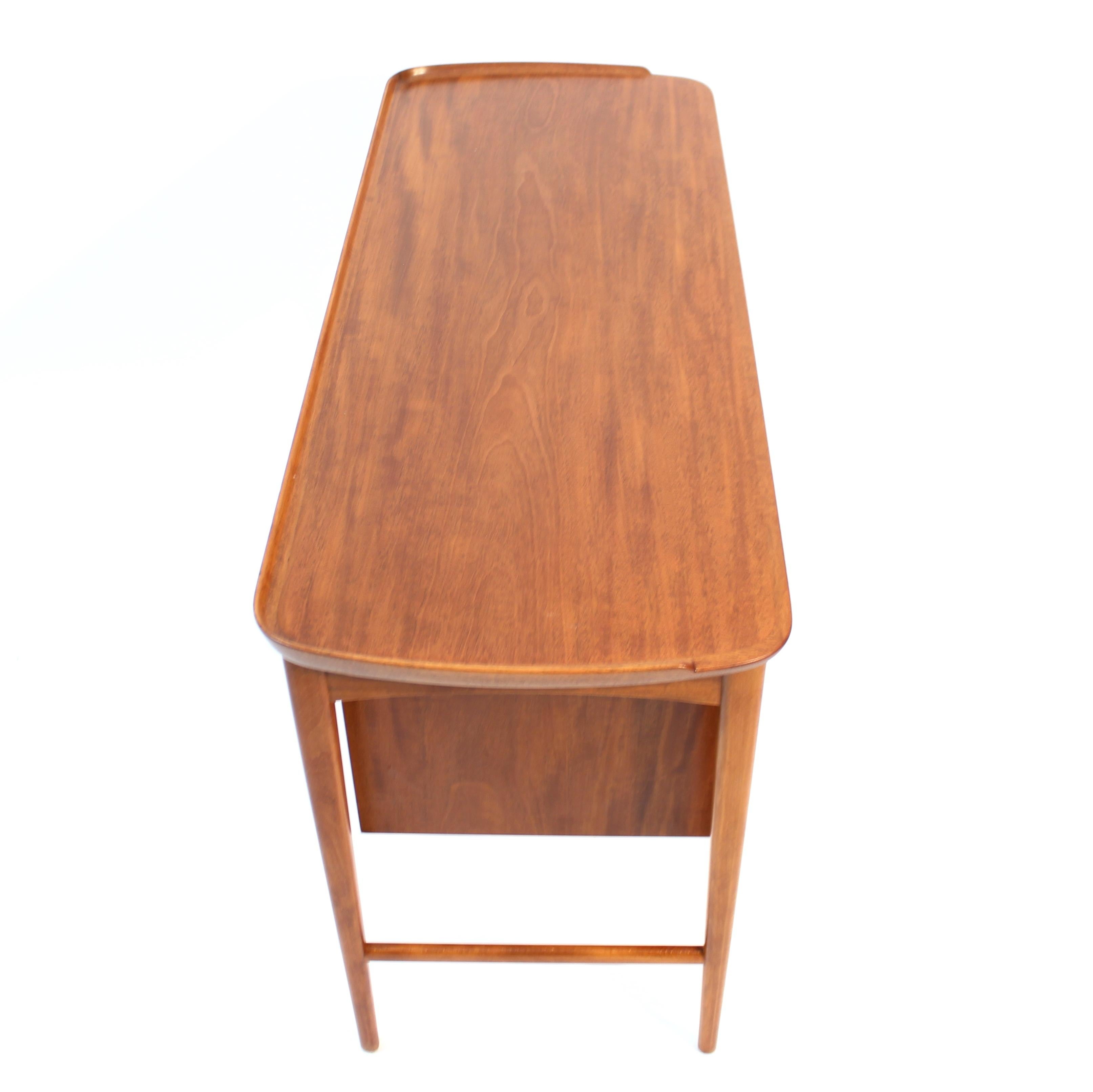 Scandinavian Mahogany free standing desk with two drawers, 1950s 4