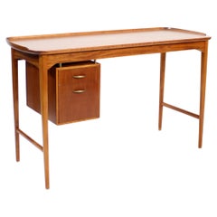 Scandinavian Mahogany free standing desk with two drawers, 1950s