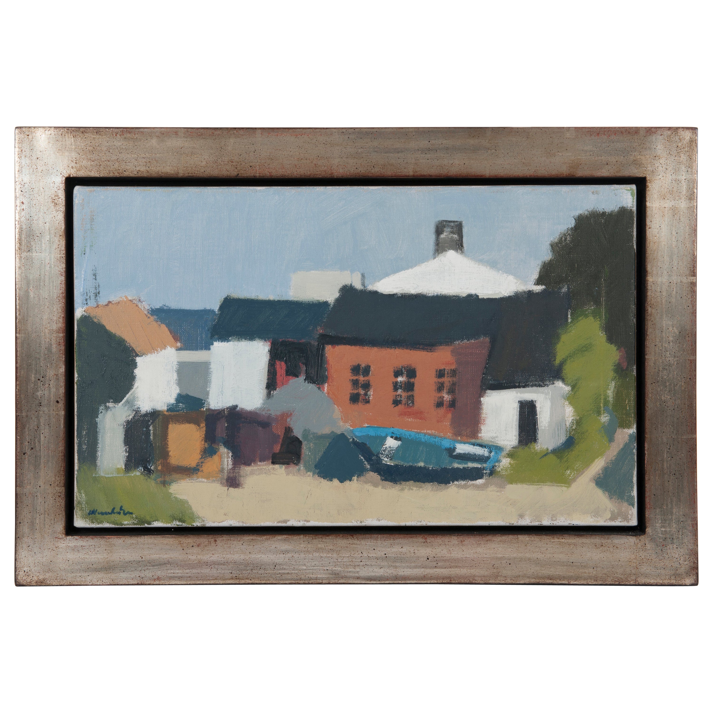 Scandinavian Maritime Painting Oil on Canvas in Soft Colors by Stig H. Wernhegen