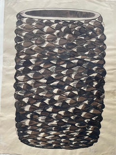 Scandinavian Master Axel Salto Budding Vase Watercolor on Paper Original Artwork