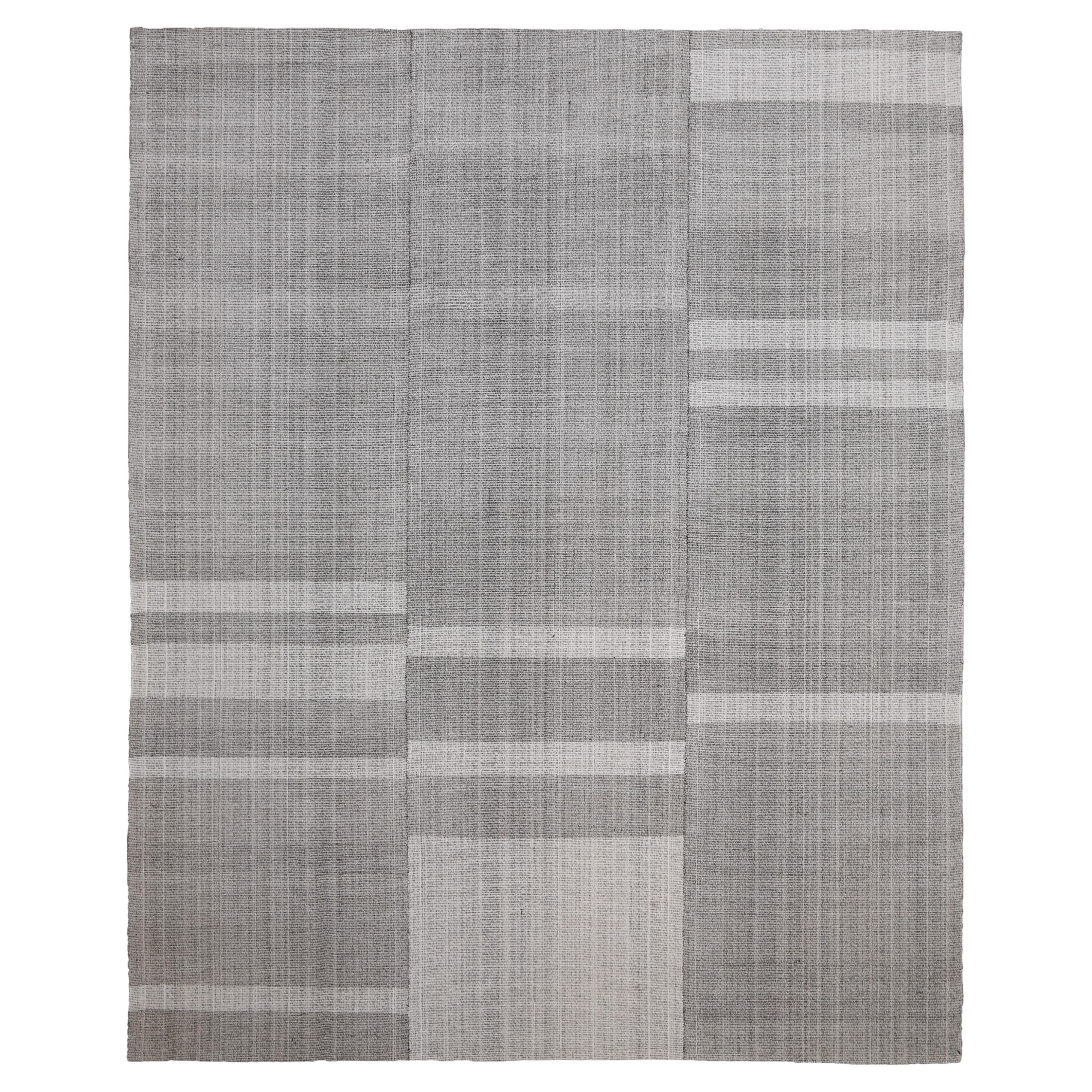 Scandinavian Mazandaran Style Kilim Wool Grey Ivory  10'5''x12'11''