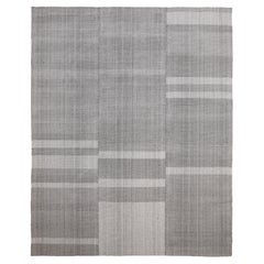 Scandinavian Mazandaran Style Kilim Wool Grey Ivory  10'5''x12'11''