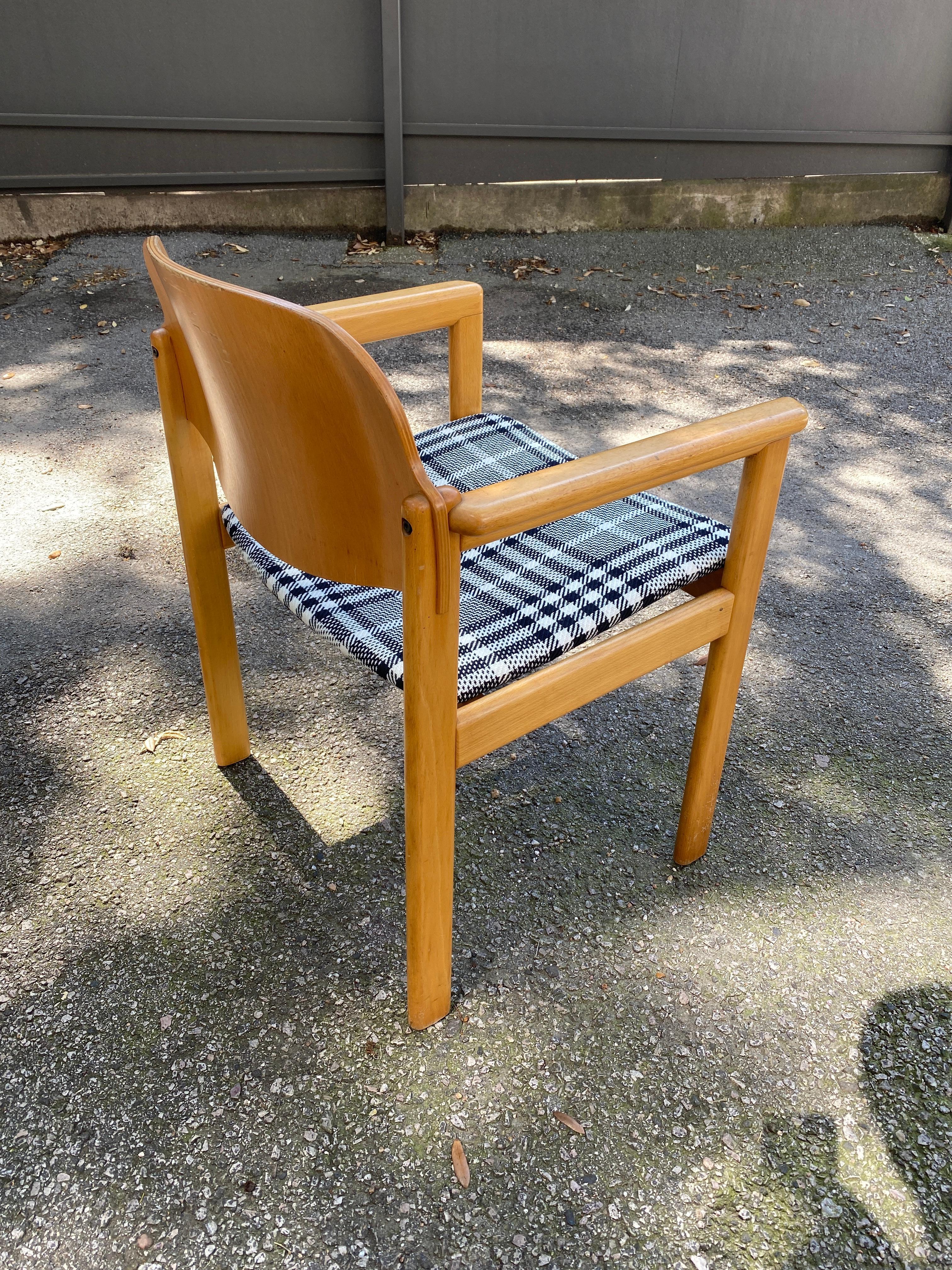 Scandinavian Midcentury Armchairs in Plaid, Set of 6 In Good Condition For Sale In Austin, TX