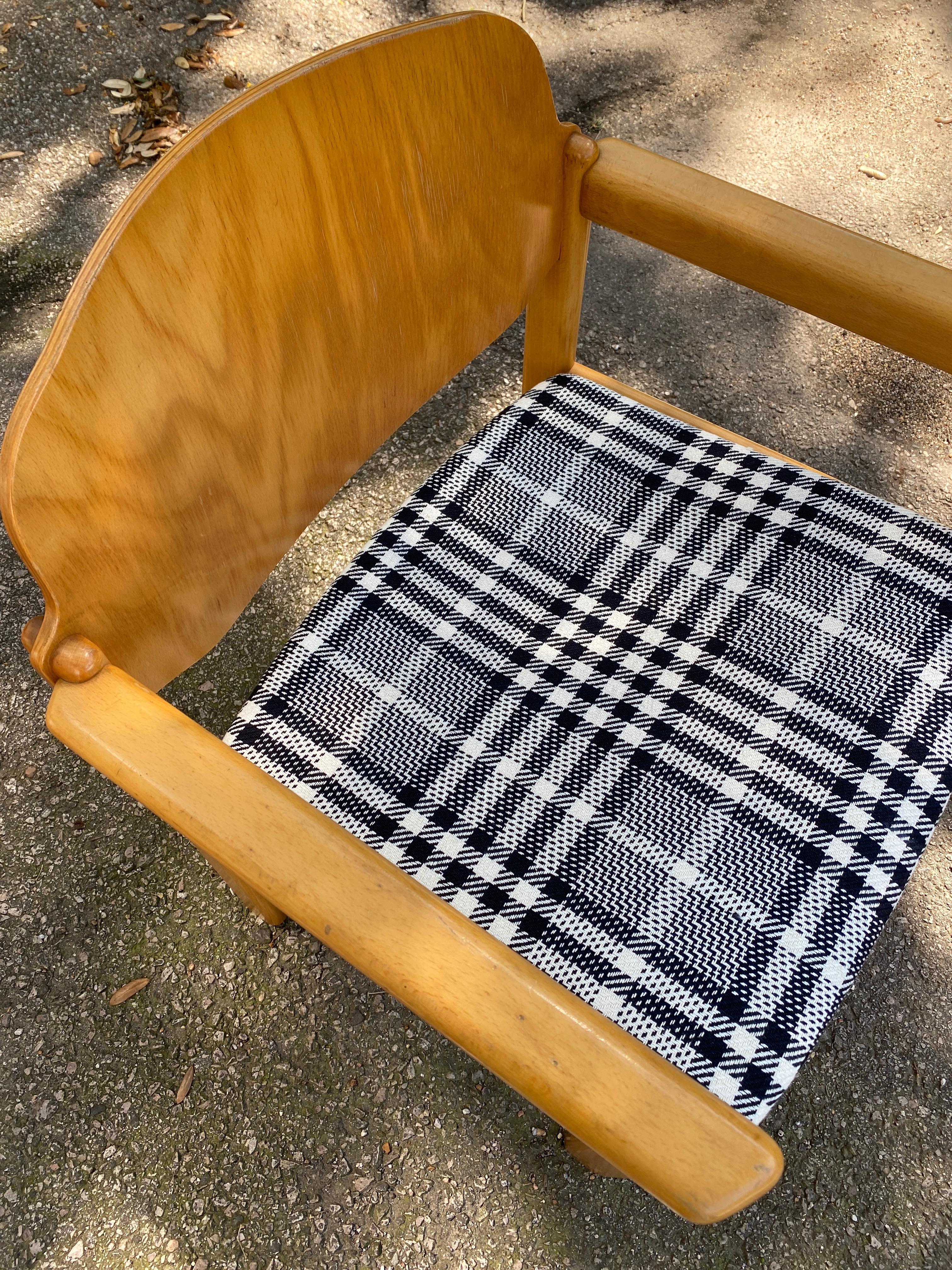Late 20th Century Scandinavian Midcentury Armchairs in Plaid, Set of 6 For Sale