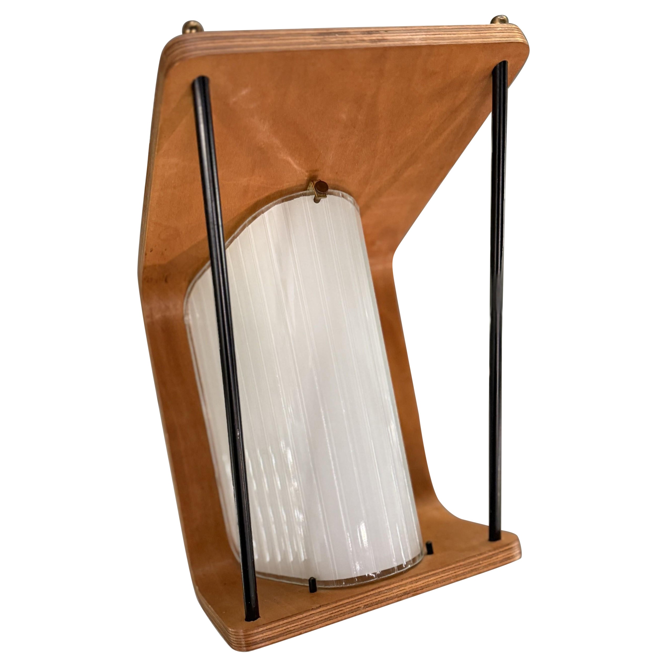 Scandinavian Mid-Century Asymmetrical Glass and Teak Wall Sconces For Sale