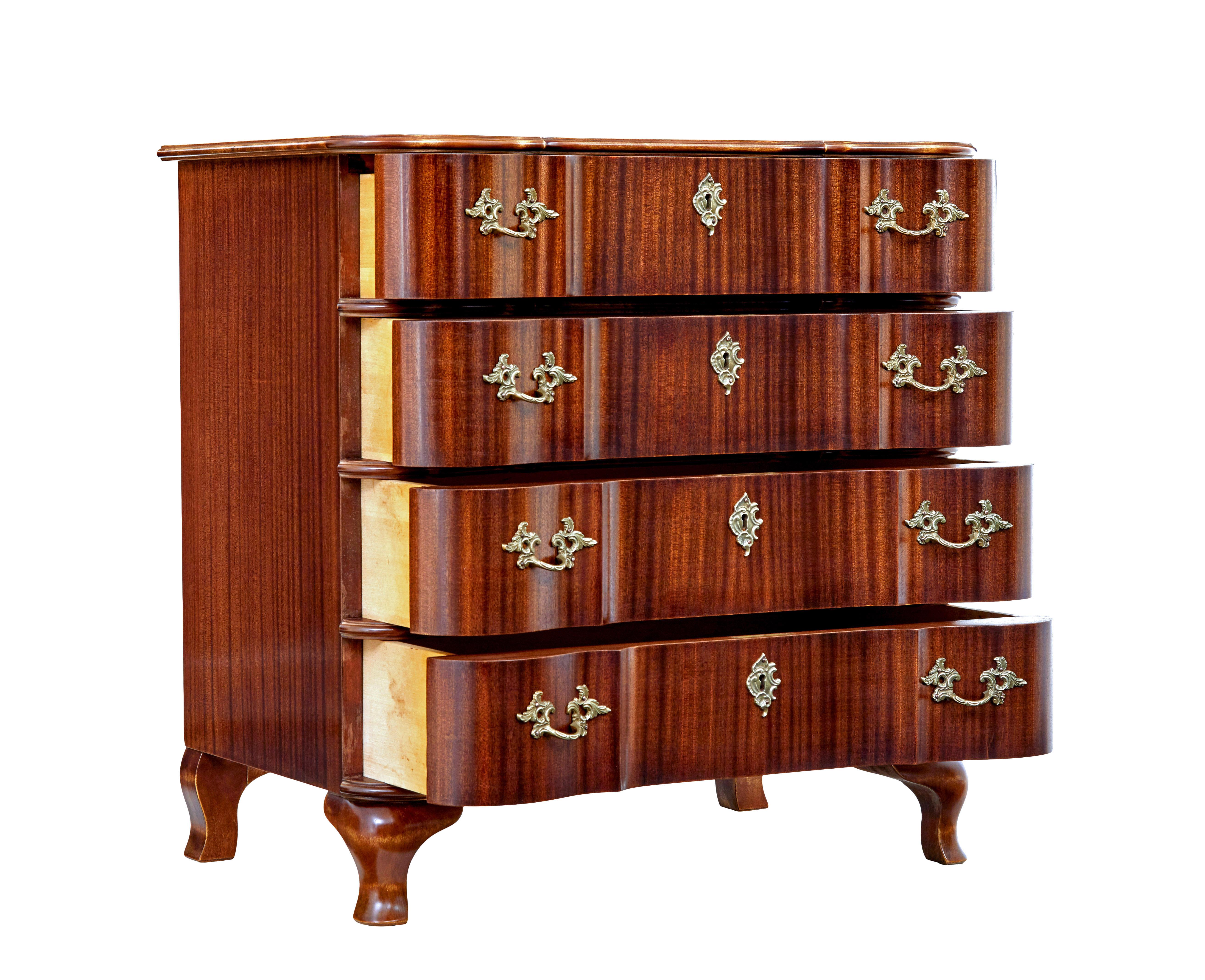 Swedish Scandinavian mid century baroque revival chest of drawers For Sale