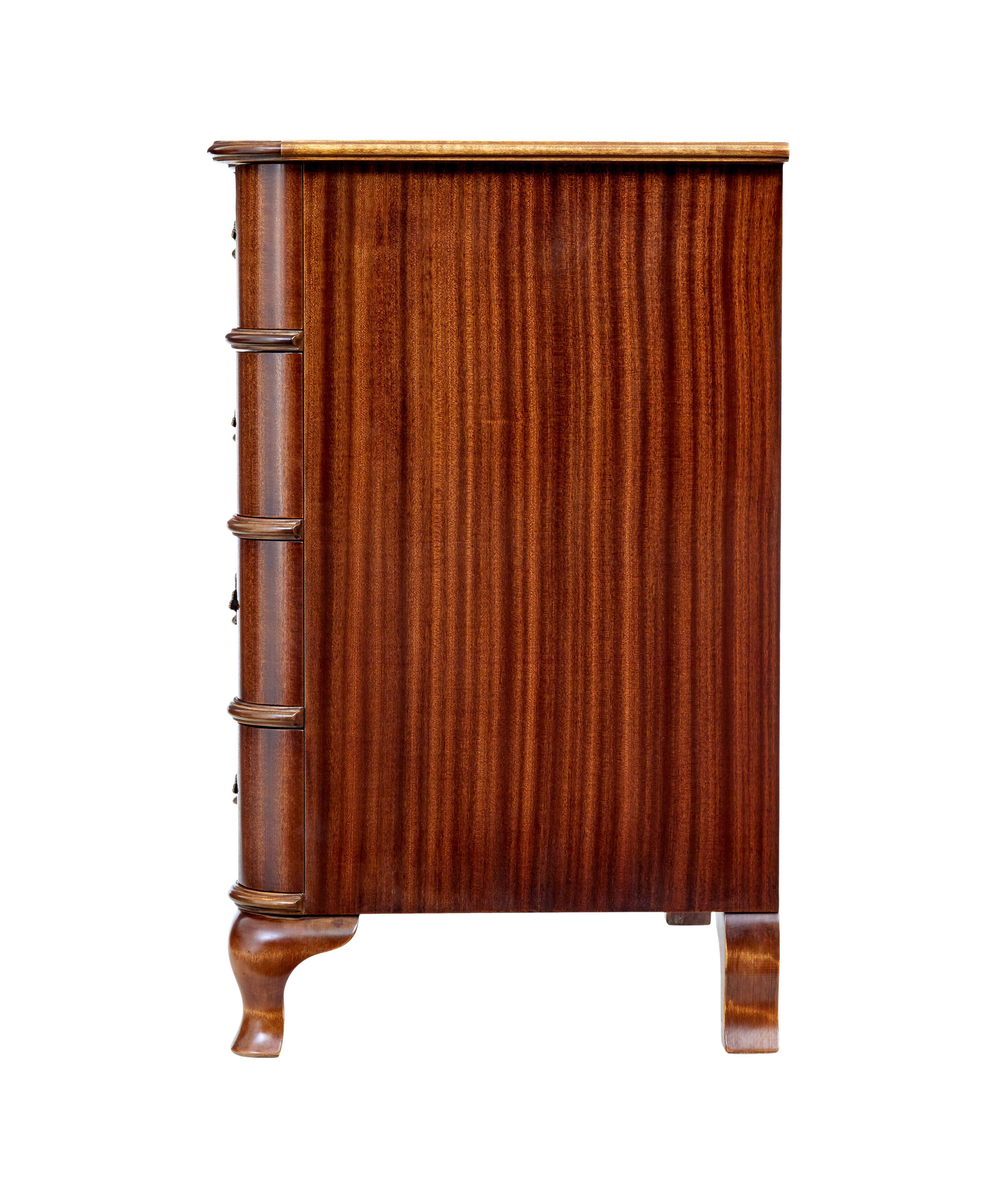 Scandinavian mid century baroque revival chest of drawers In Good Condition In Debenham, Suffolk