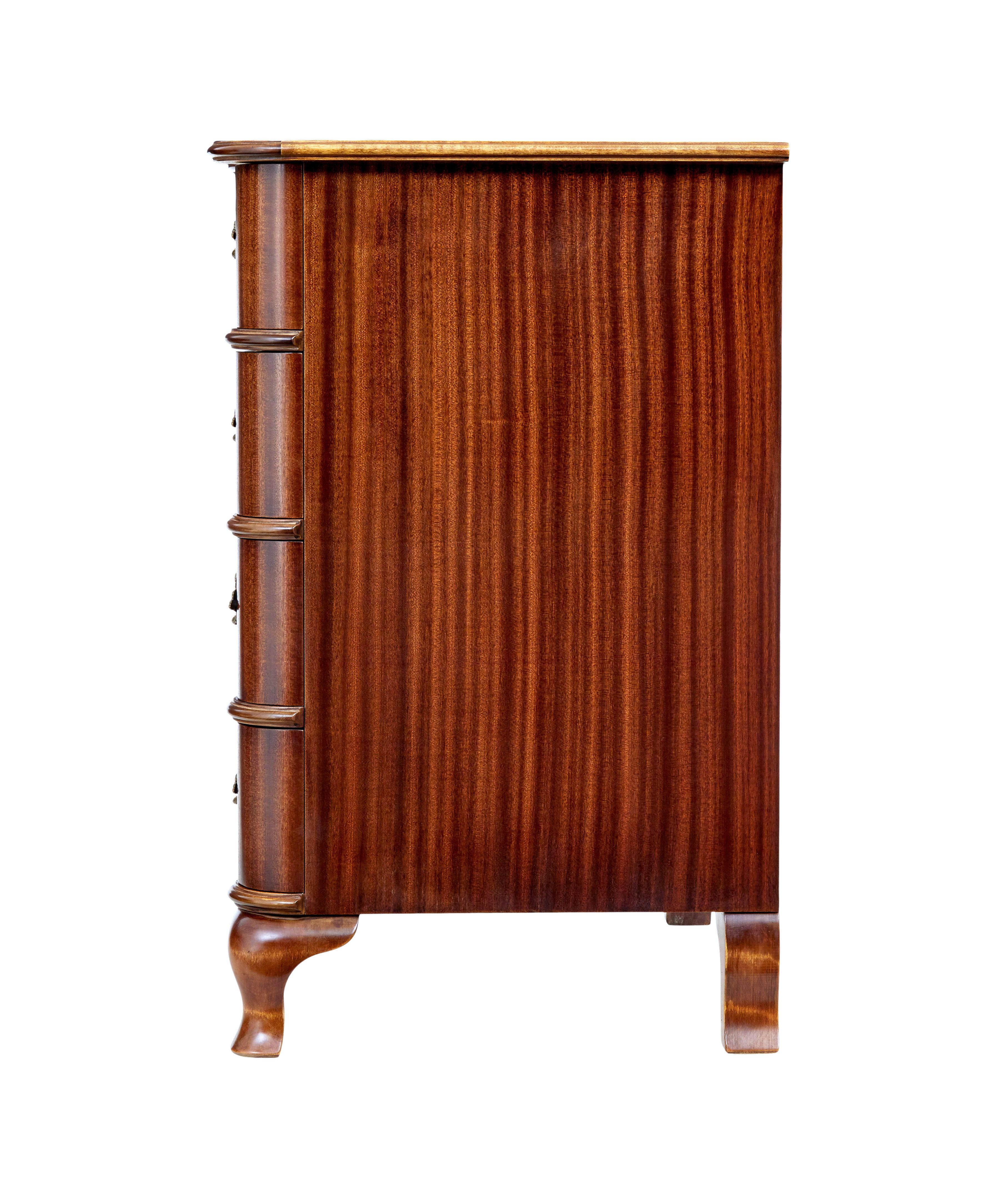 Scandinavian mid century baroque revival chest of drawers In Good Condition For Sale In Debenham, Suffolk