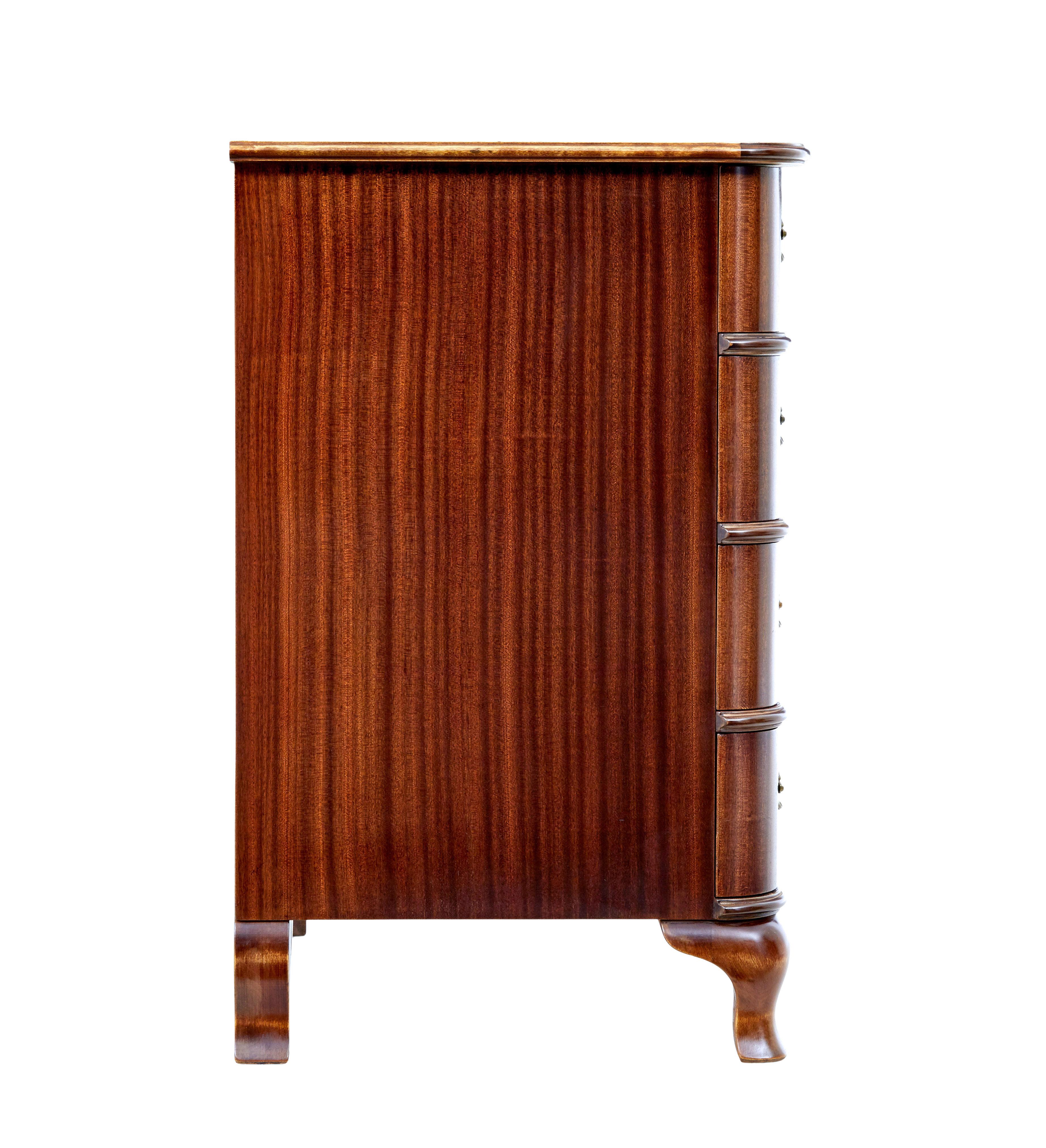 20th Century Scandinavian mid century baroque revival chest of drawers For Sale