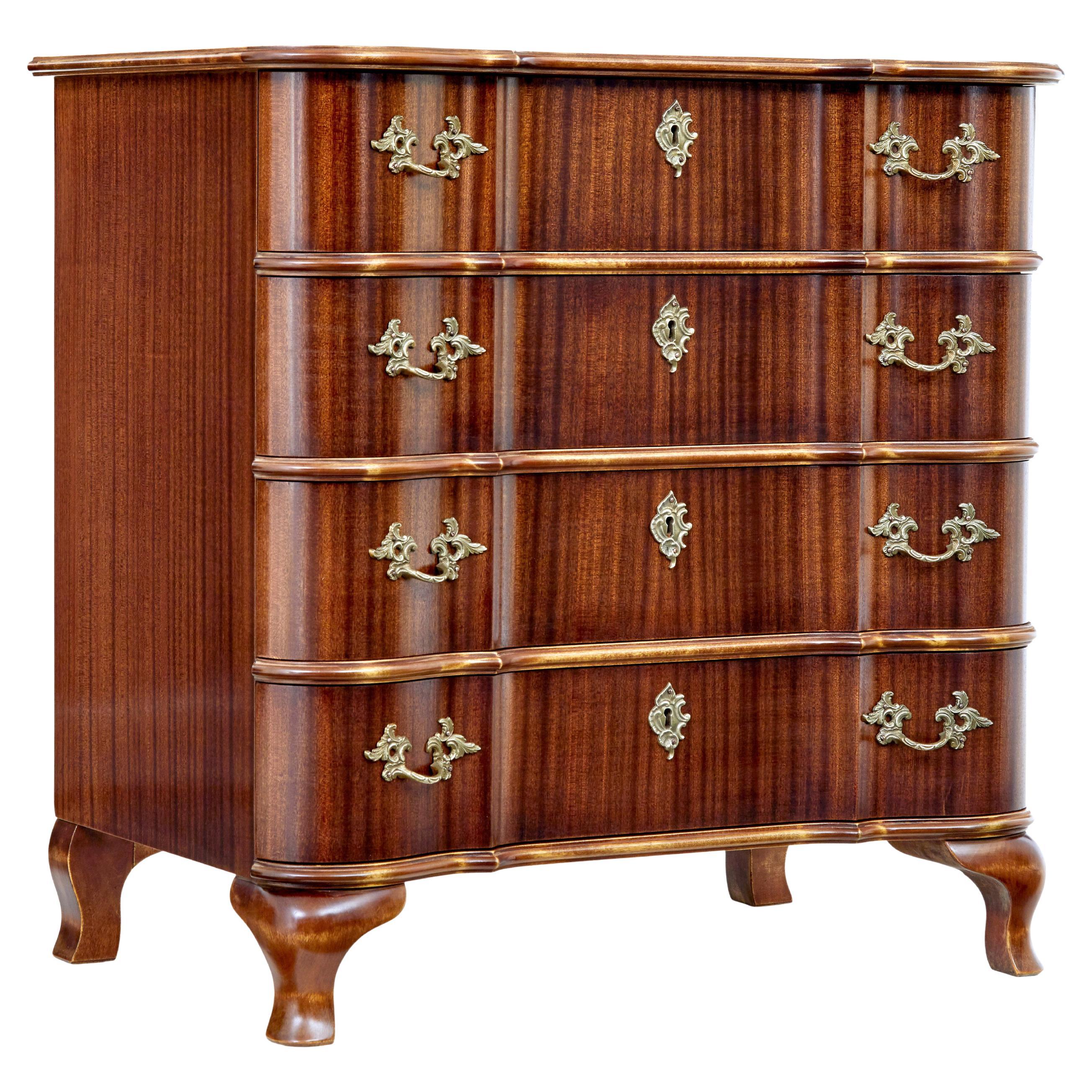 Scandinavian Midcentury Baroque Revival Chest of Drawers For Sale