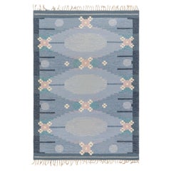 Scandinavian Mid-Century Beige Flatweave Rug Signed By Ingegerd Silow
