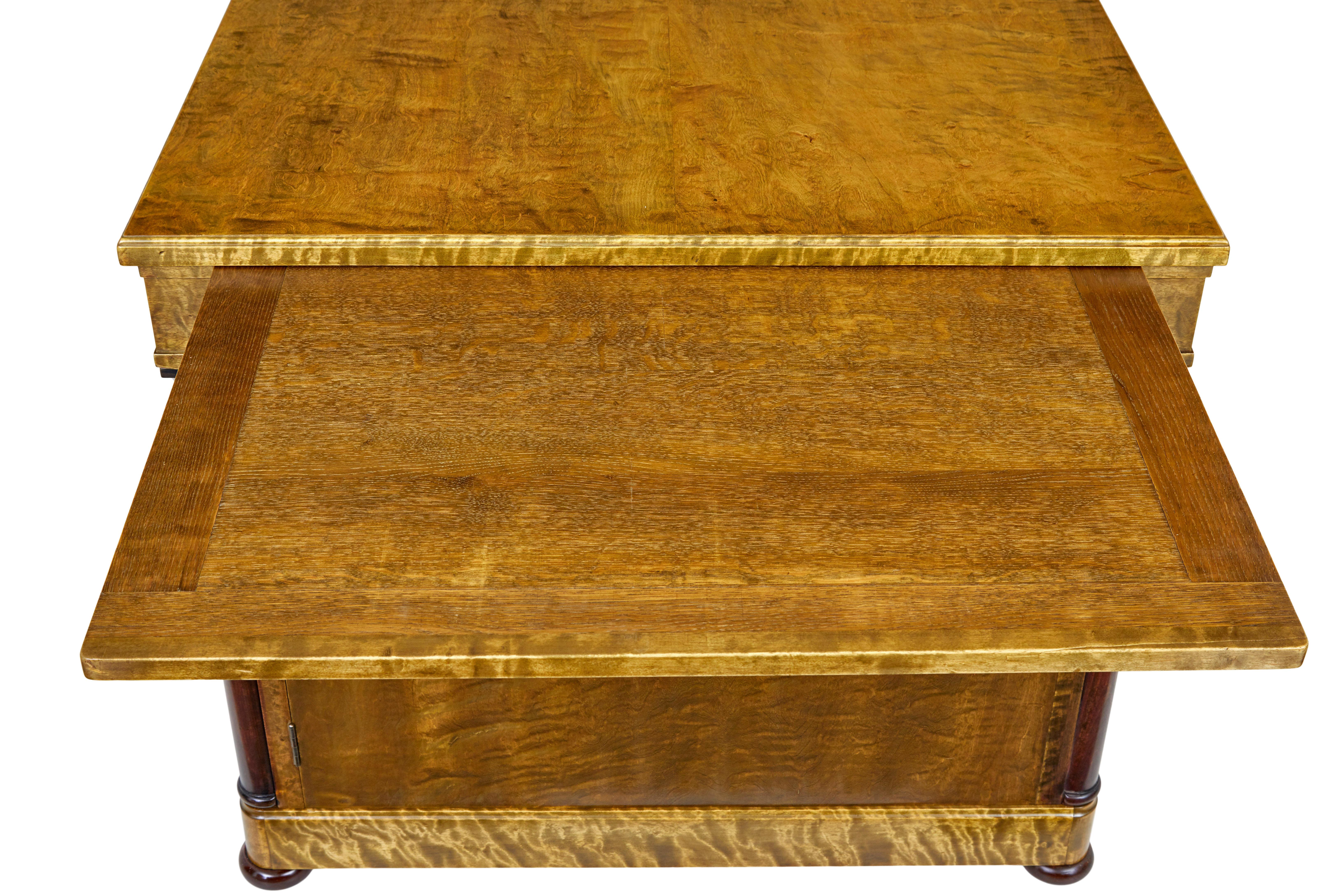 Scandinavian mid century birch pedestal desk For Sale 2