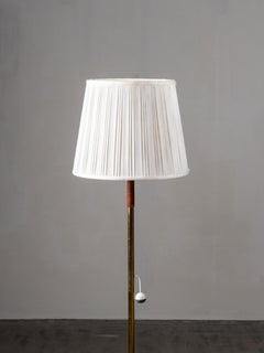 Scandinavian Mid-Century Brass and Leather Floor Lamp, 1950s