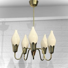 Scandinavian mid-century brass chandelier Tulip, Fog & Mørup, Denmark, 1950s