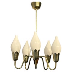 Scandinavian mid-century brass chandelier Tulip, Fog & Mørup, Denmark, 1950s