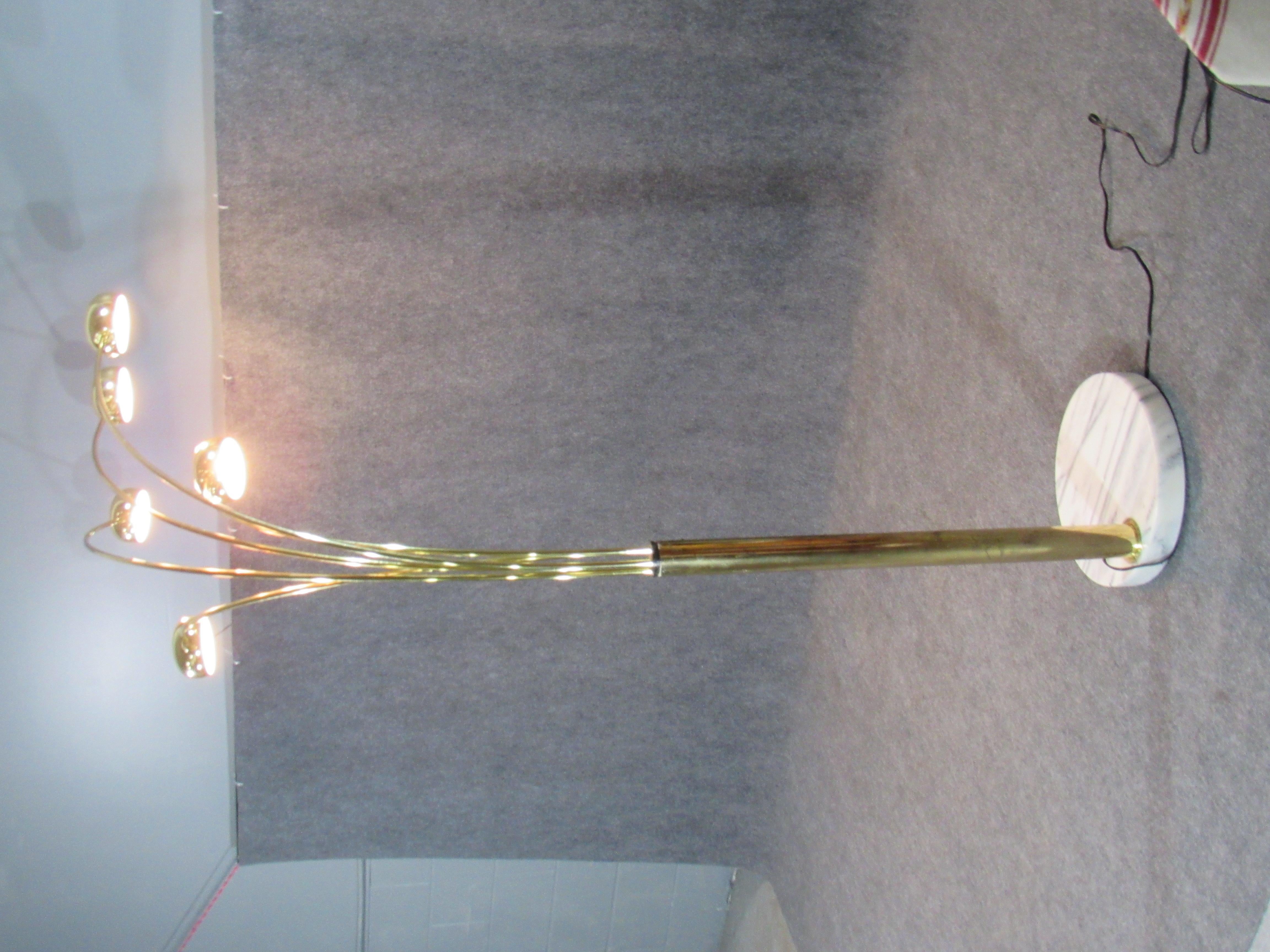 Marble Scandinavian Midcentury Brass Floor Lamp by Hans Bergström for Ateljé Lyktan
