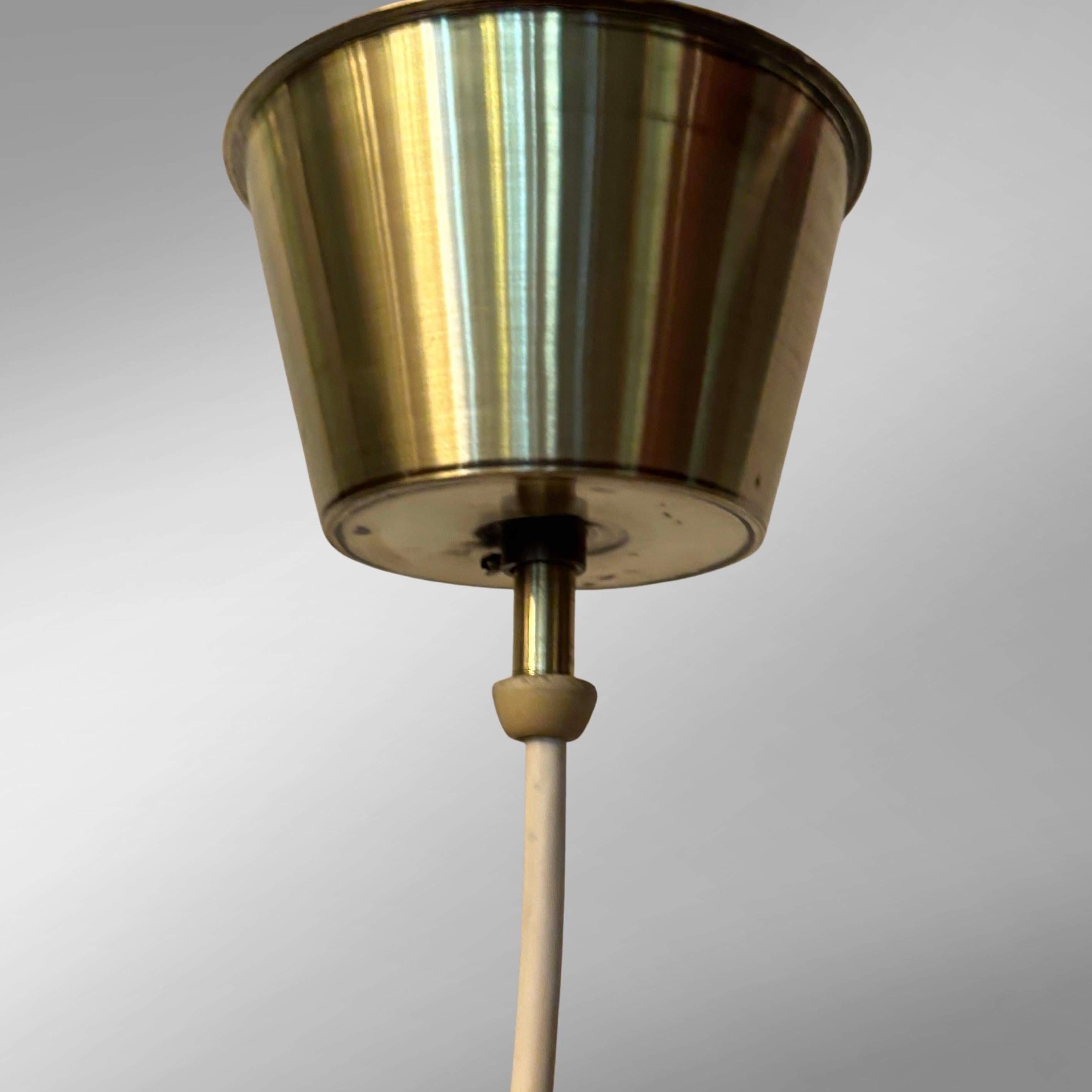 Scandinavian mid-century brass pendant lamp by Eje Ahlgren for Bergboms, Sweden For Sale 3