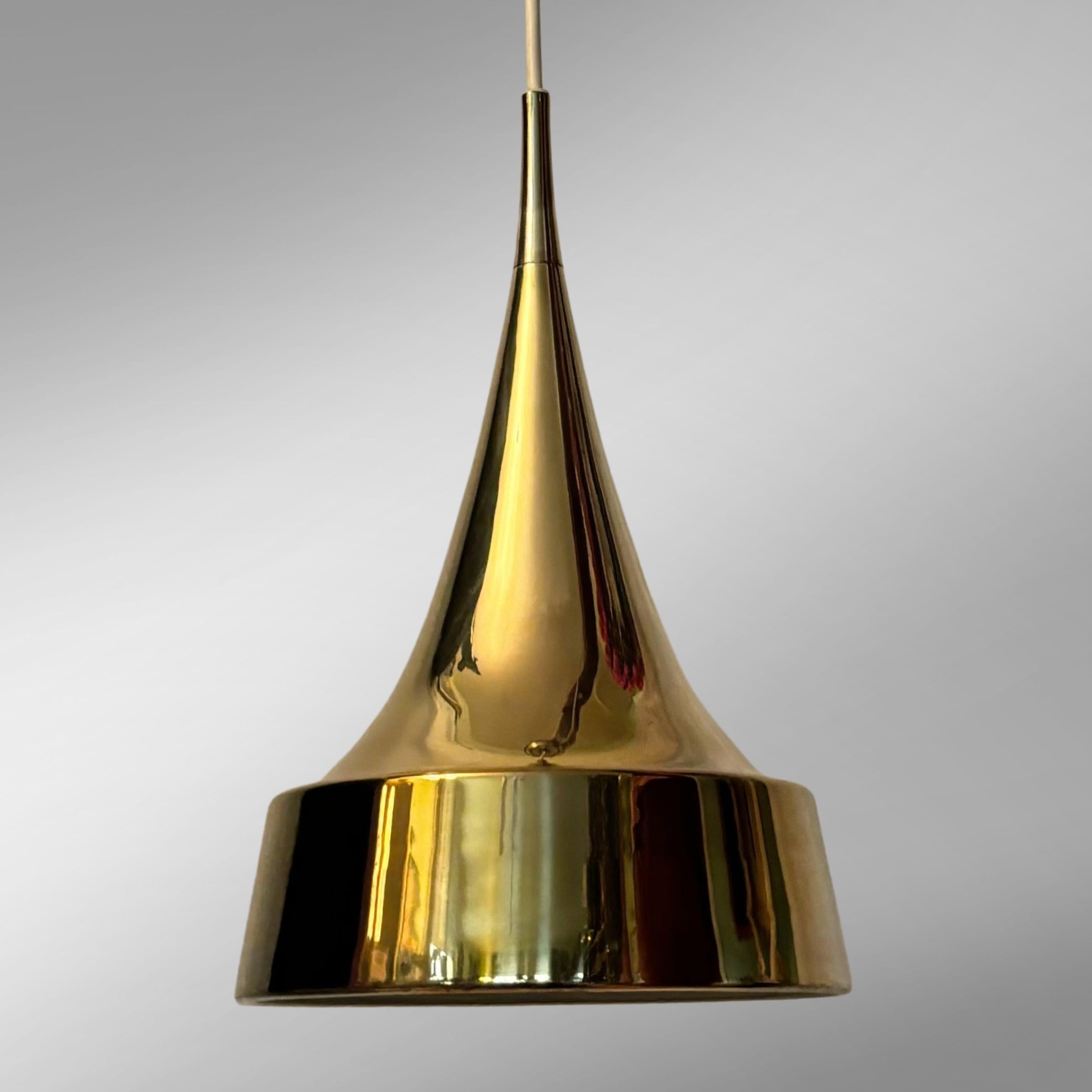 Swedish Scandinavian mid-century brass pendant lamp by Eje Ahlgren for Bergboms, Sweden For Sale