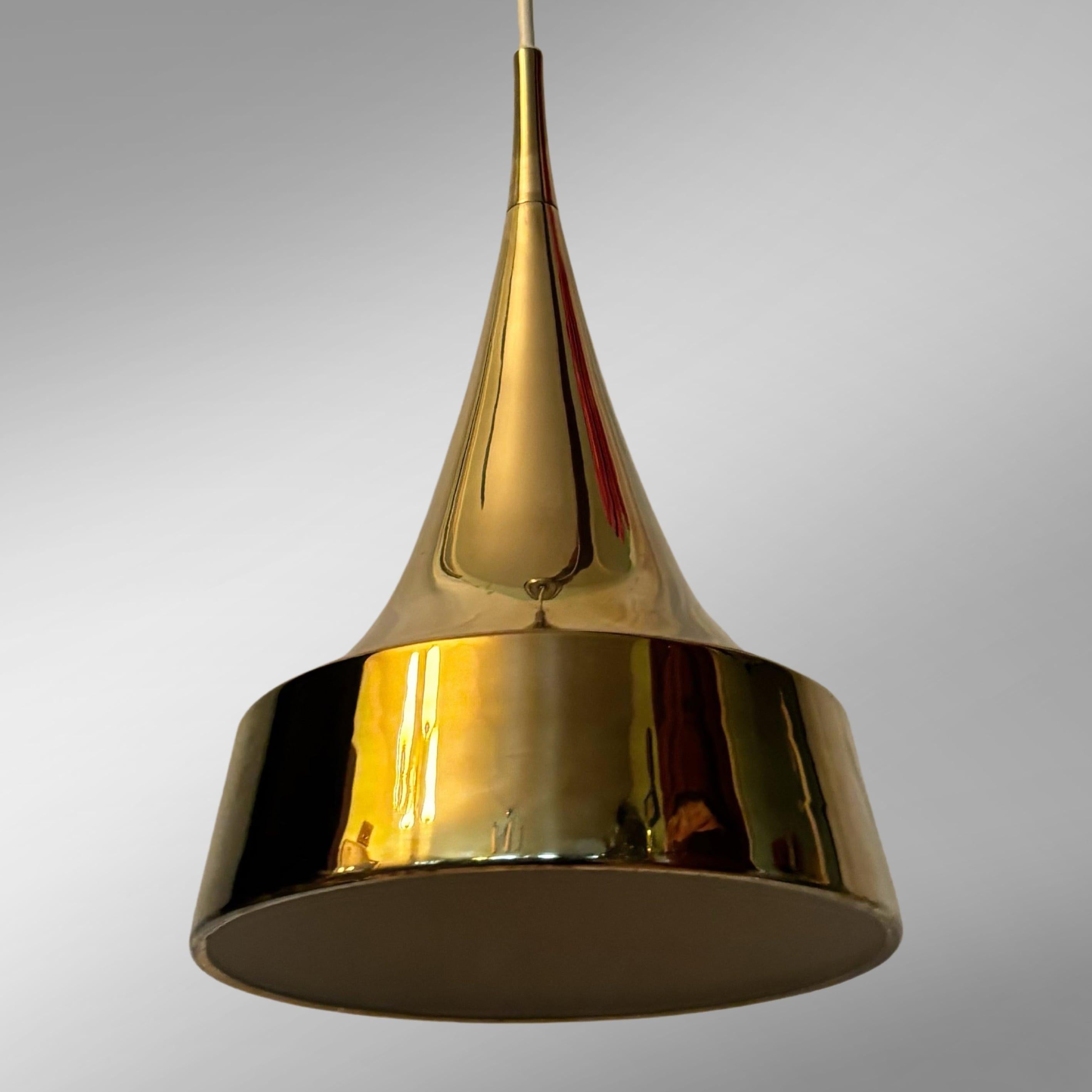 Brass Scandinavian mid-century brass pendant lamp by Eje Ahlgren for Bergboms, Sweden For Sale