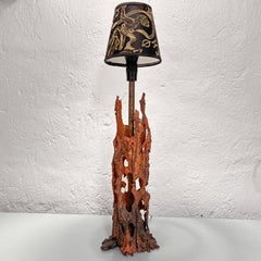 Scandinavian mid century brutalist table lamp, melted copper, Sweden, 1960s