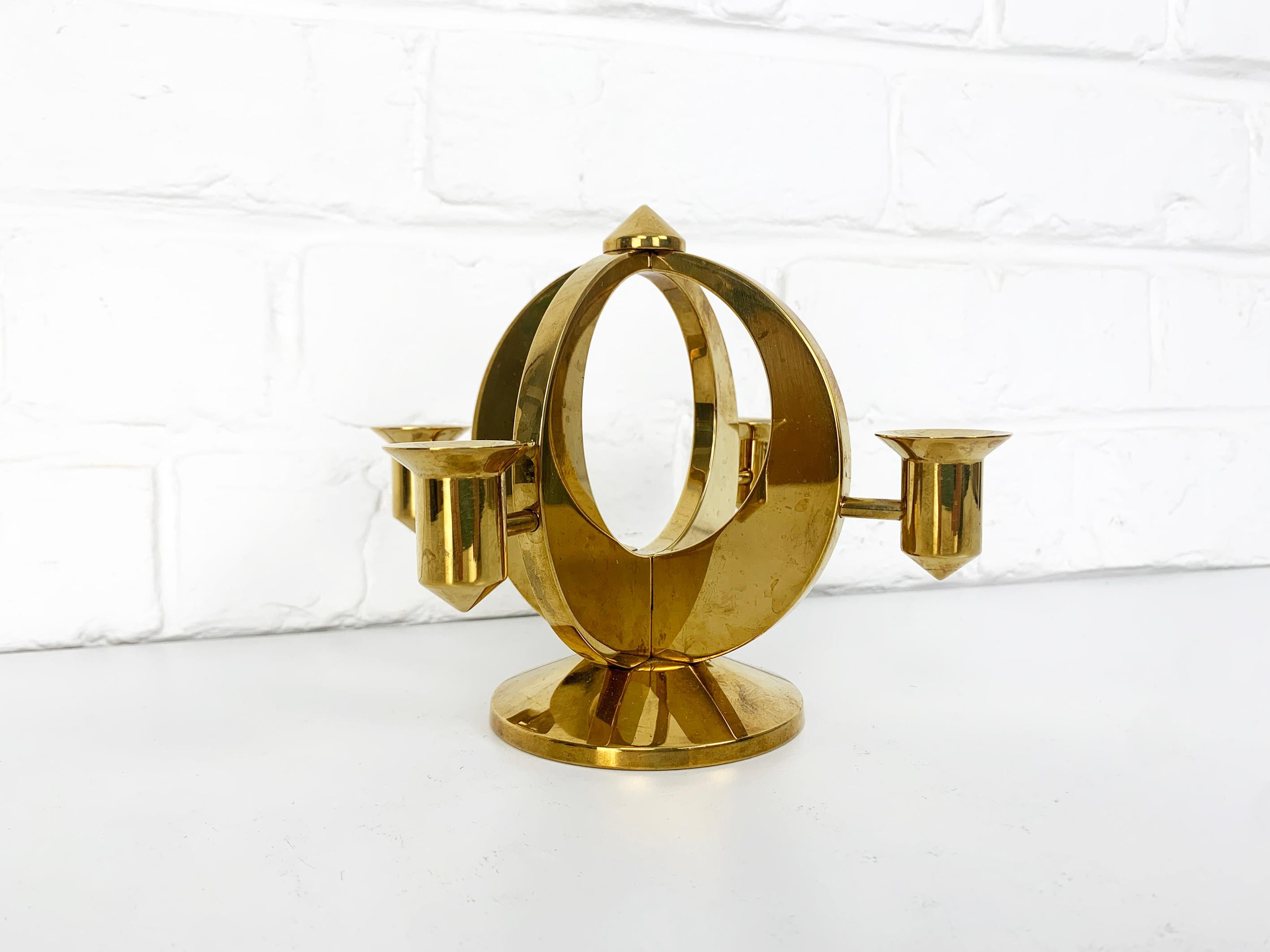 Scandinavian Mid-Century Candelabra in Brass by Arthur Pe, Kolbäck, Sweden For Sale 5