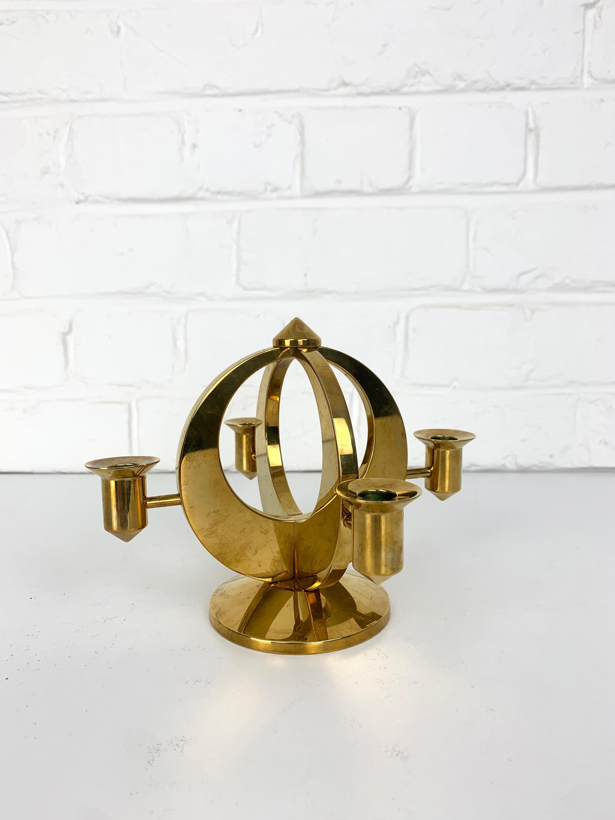 Scandinavian Modern Scandinavian Mid-Century Candelabra in Brass by Arthur Pe, Kolbäck, Sweden For Sale