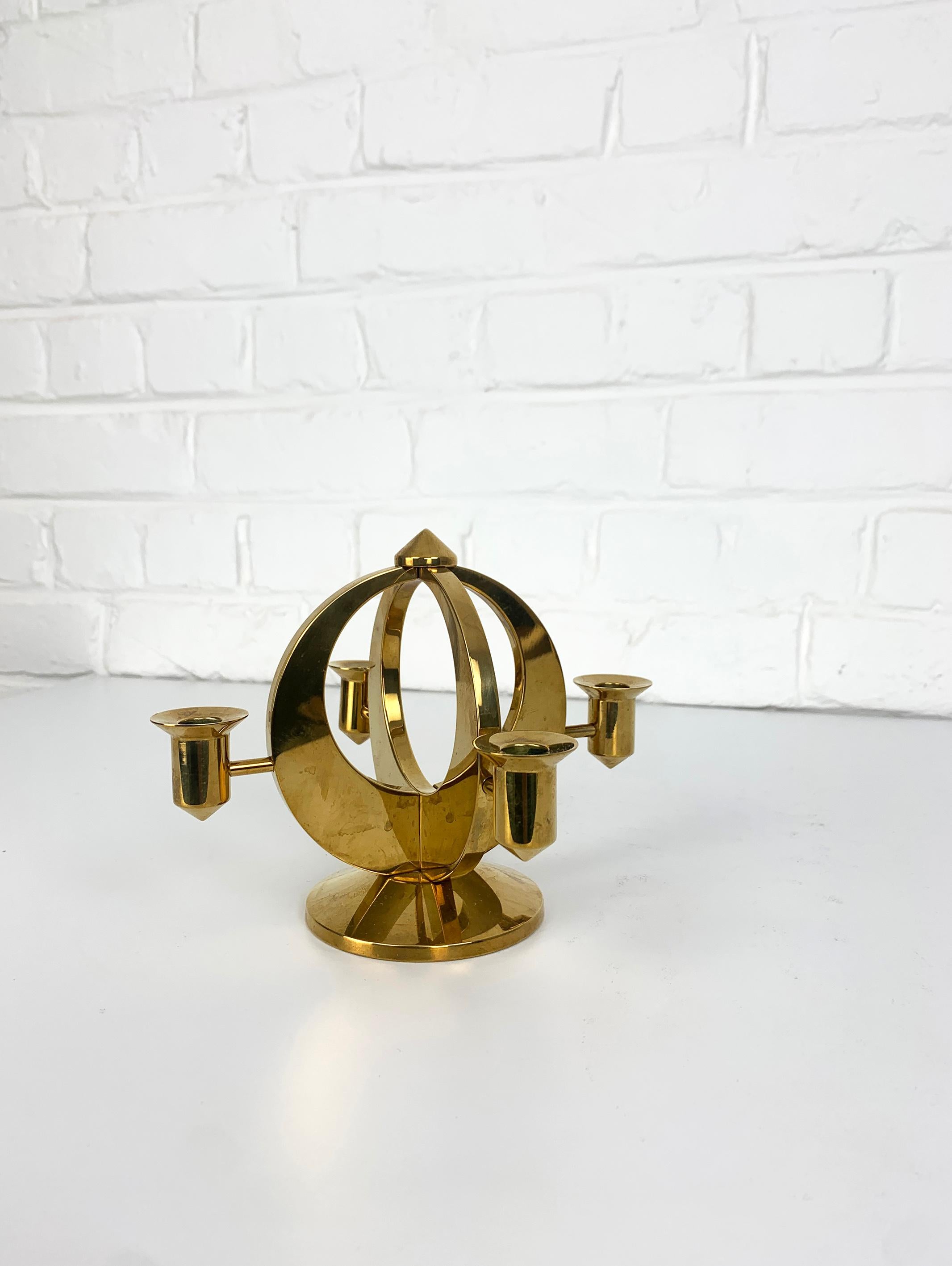 20th Century Scandinavian Mid-Century Candelabra in Brass by Arthur Pe, Kolbäck, Sweden For Sale
