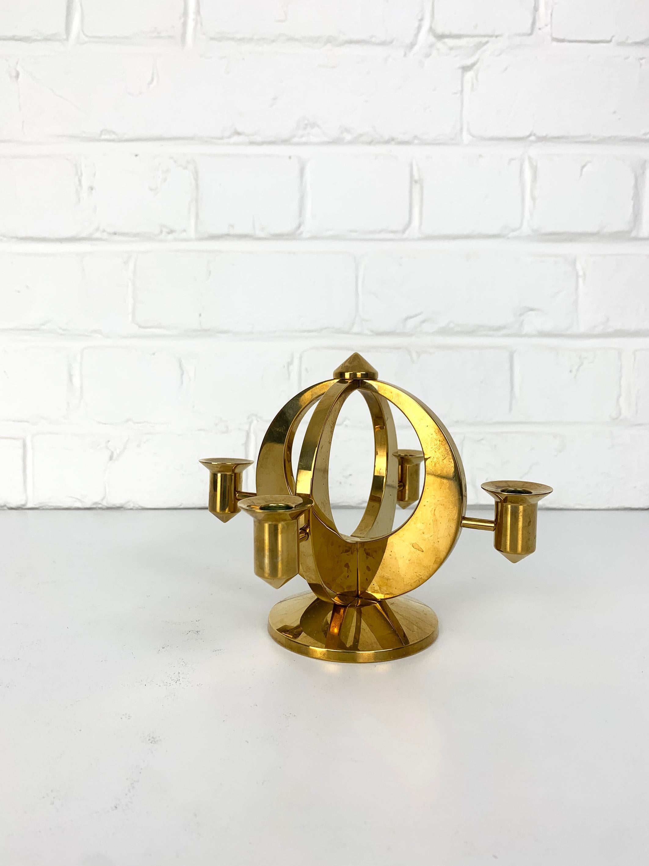 Scandinavian Mid-Century Candelabra in Brass by Arthur Pe, Kolbäck, Sweden For Sale 1